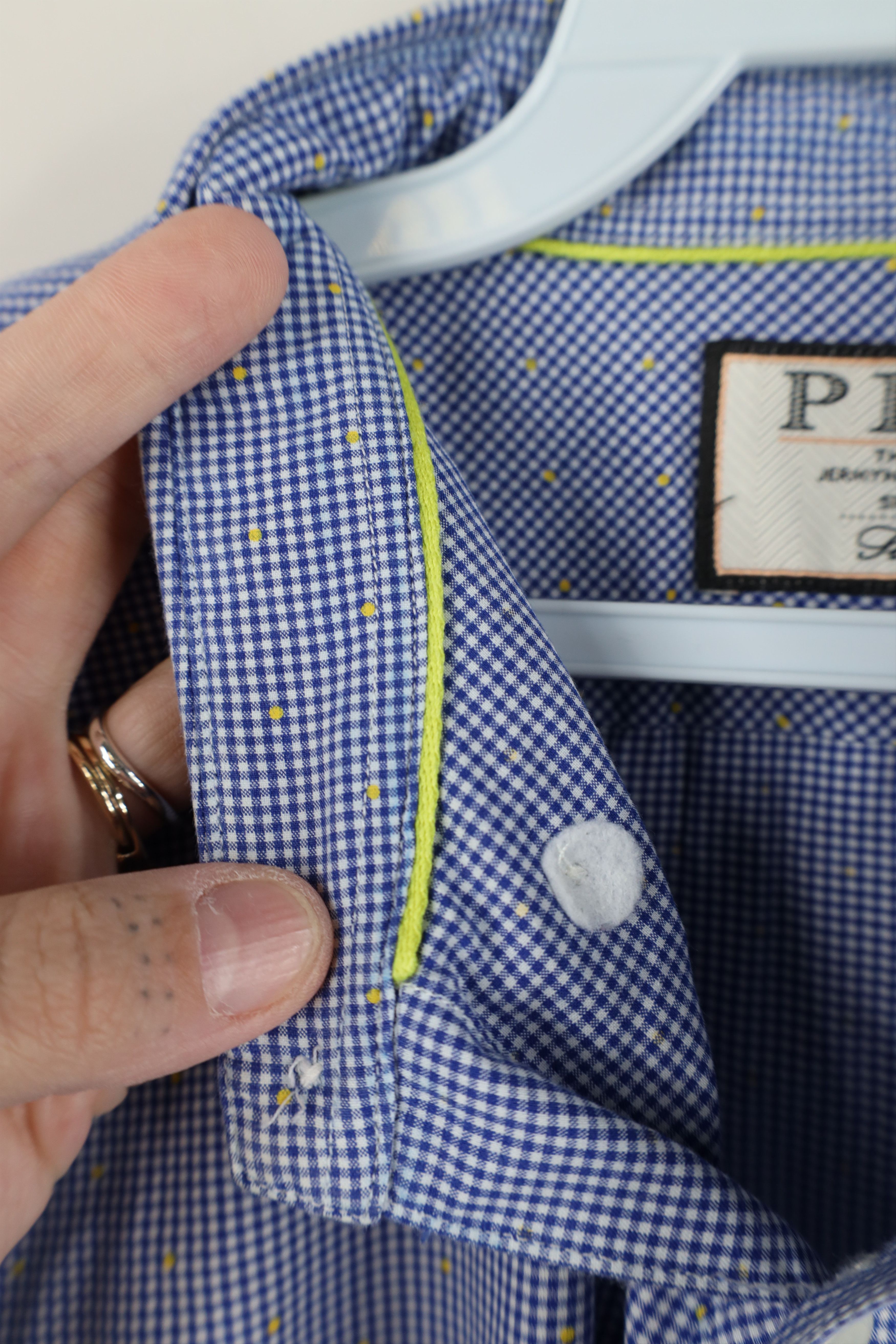 Vintage Thomas Pink Polka Dot Plaid Collared Button Down Shirt Blue Size US XXL / EU 58 / 5 - 7 Thumbnail