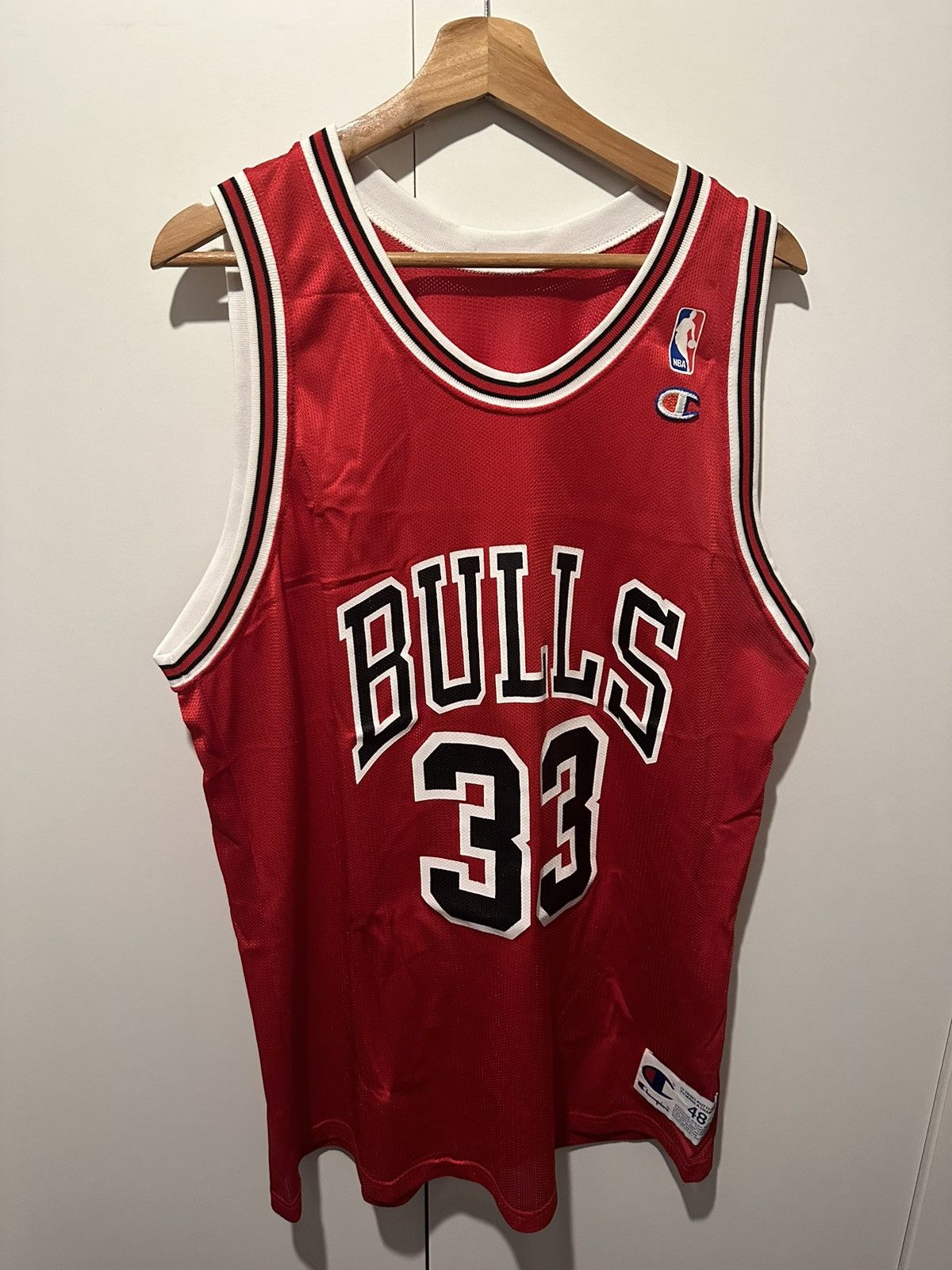 image of Champion Jersey Pippen Chicago Bulls Size L 48 Nba Vintage in Red, Men's