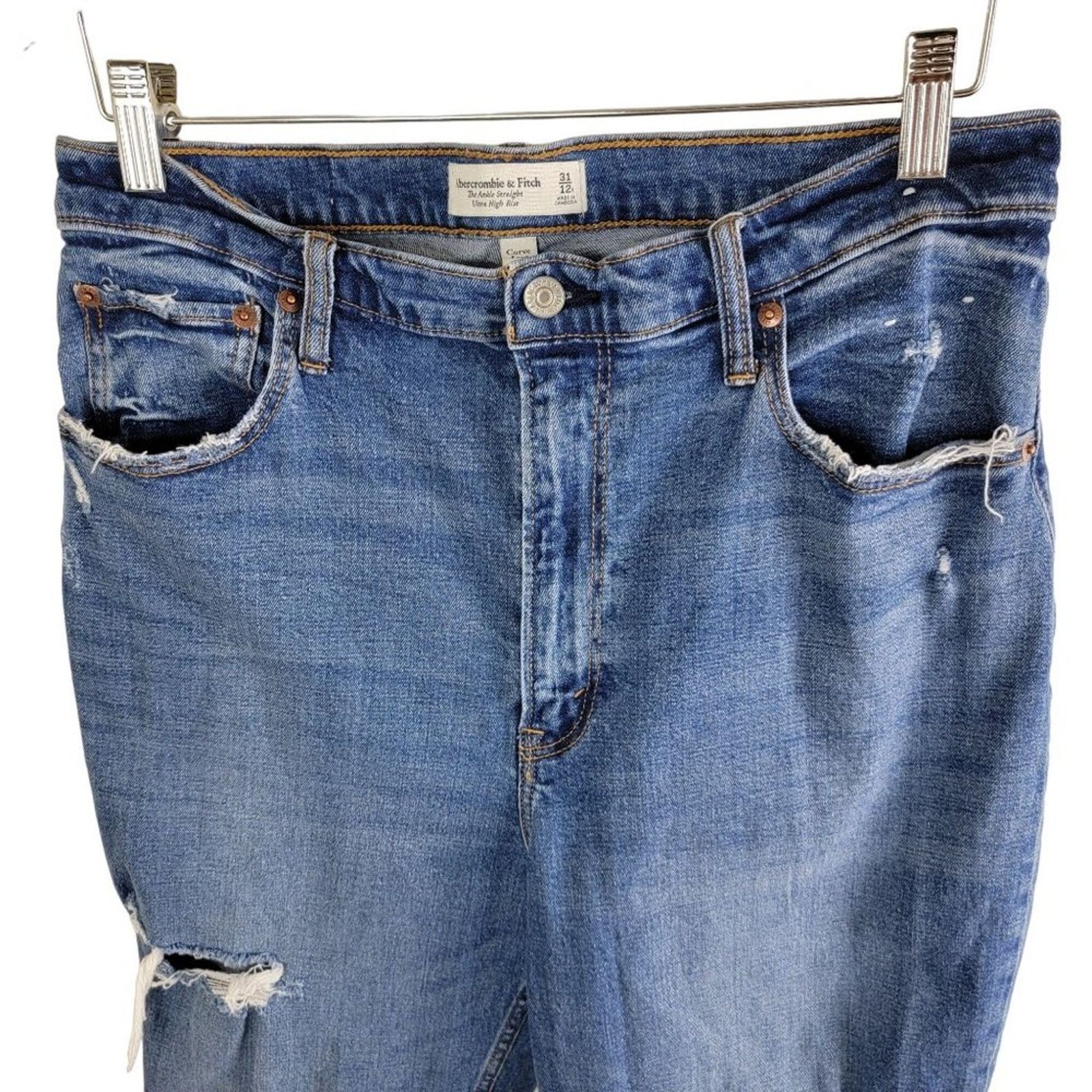 Abercrombie & Fitch The Abercrombie & Fitch Ankle Straight Ultra Rise Jeans Size 31" - 4 Thumbnail
