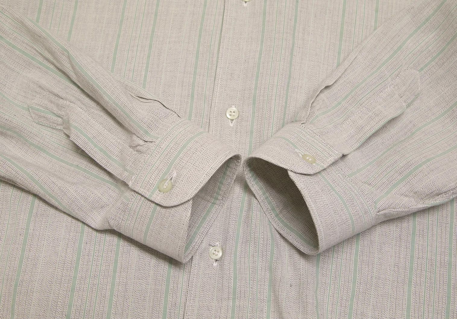 Emporio Armani Cotton Rayone Striped Shirt in Beige, Size L Size US L / EU 52-54 / 3 - 6 Thumbnail