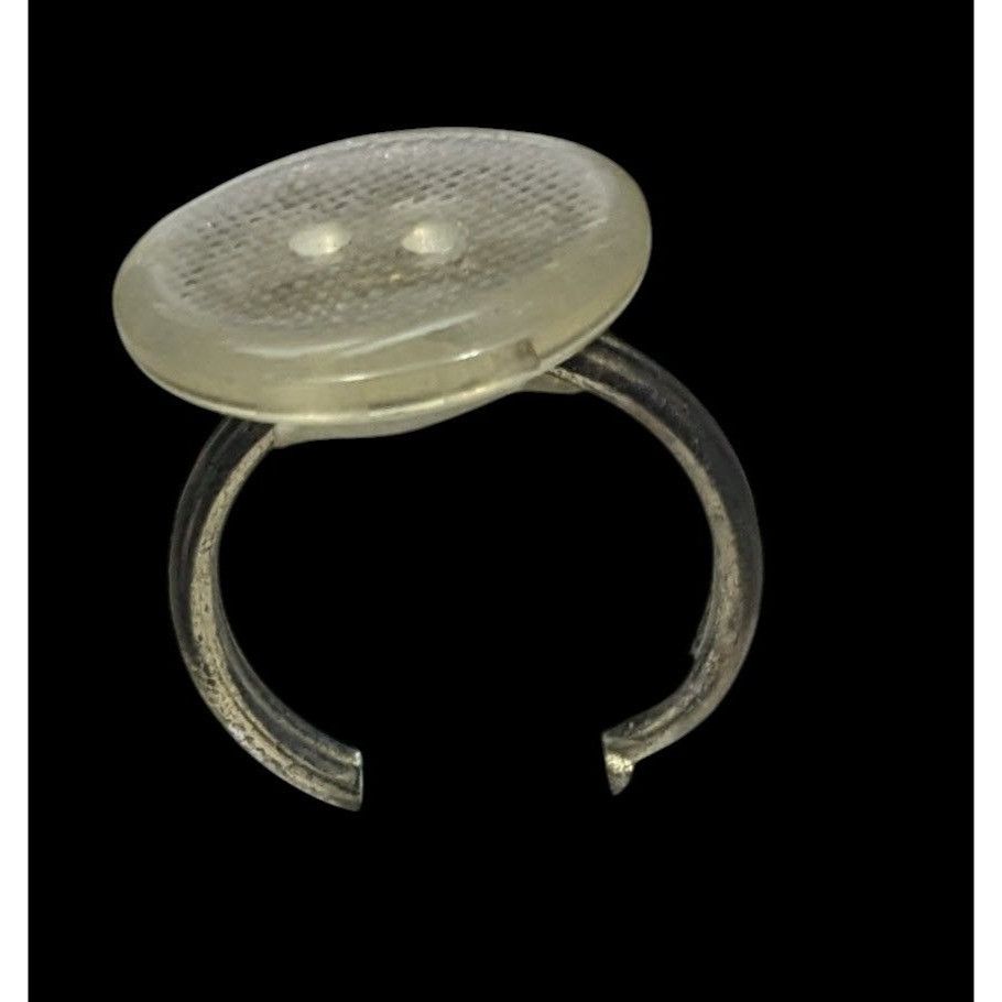 Other Handmade Upcycled Clear Textured Button Ring Size 6 Size ONE SIZE - 10 Thumbnail