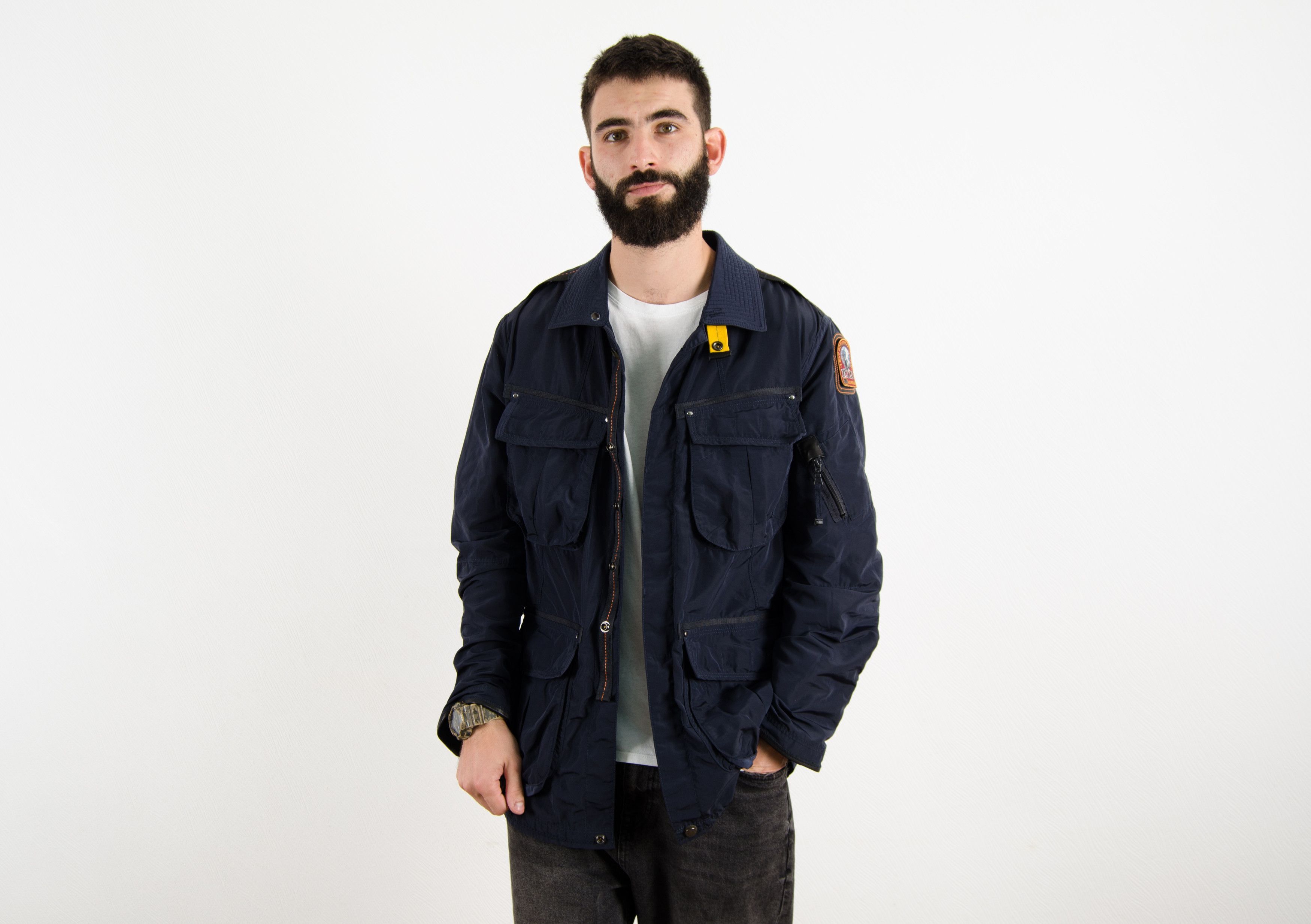Parajumpers Parajumpers Navy Nylon Leather Long Coat Jacket Size US XL / EU 56 / 4 - 2 Thumbnail