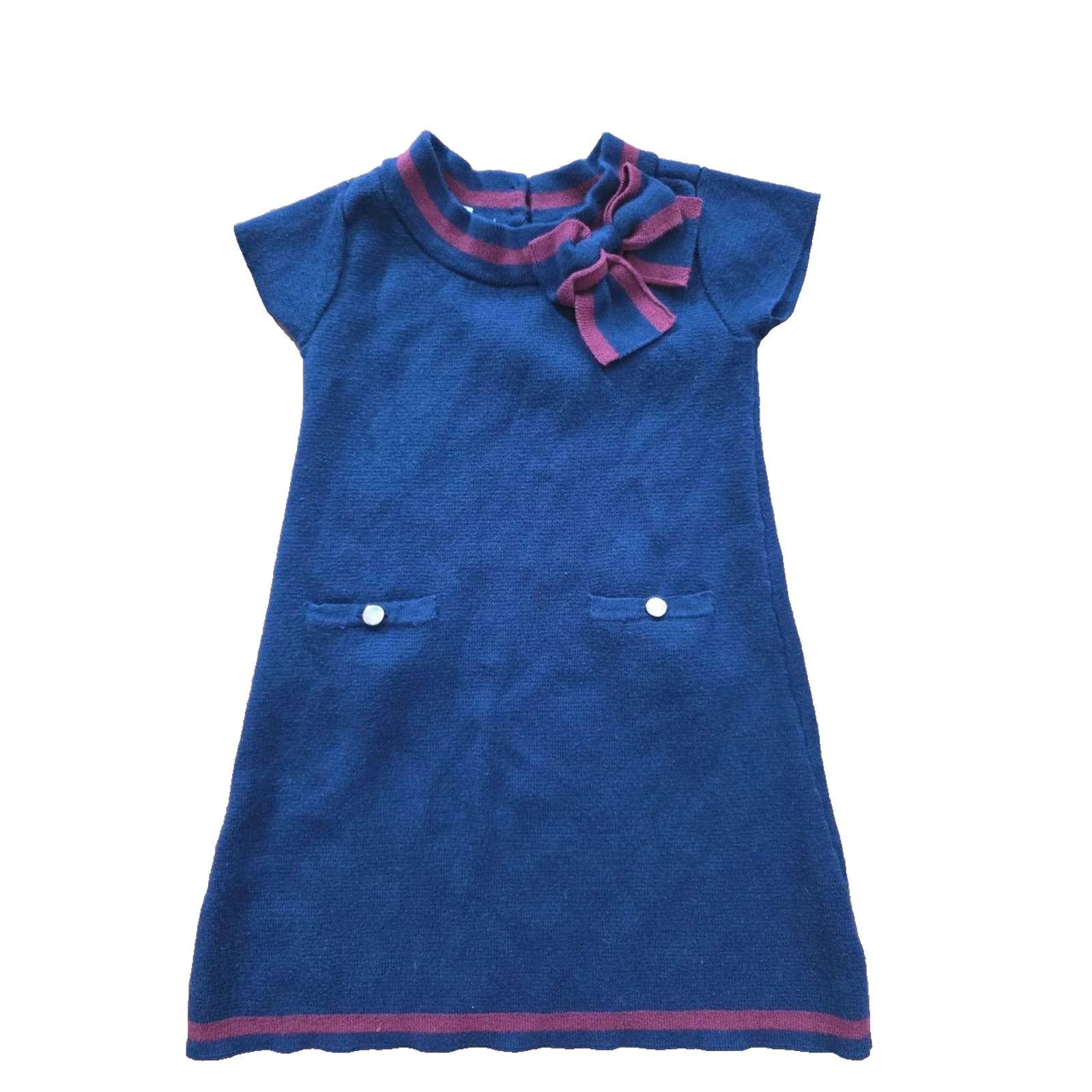 Hope Hope & Henry Dress Navy Blue Red Stripe Bow 2T A001647 Size S / US 4 / IT 40 - 1 Thumbnail