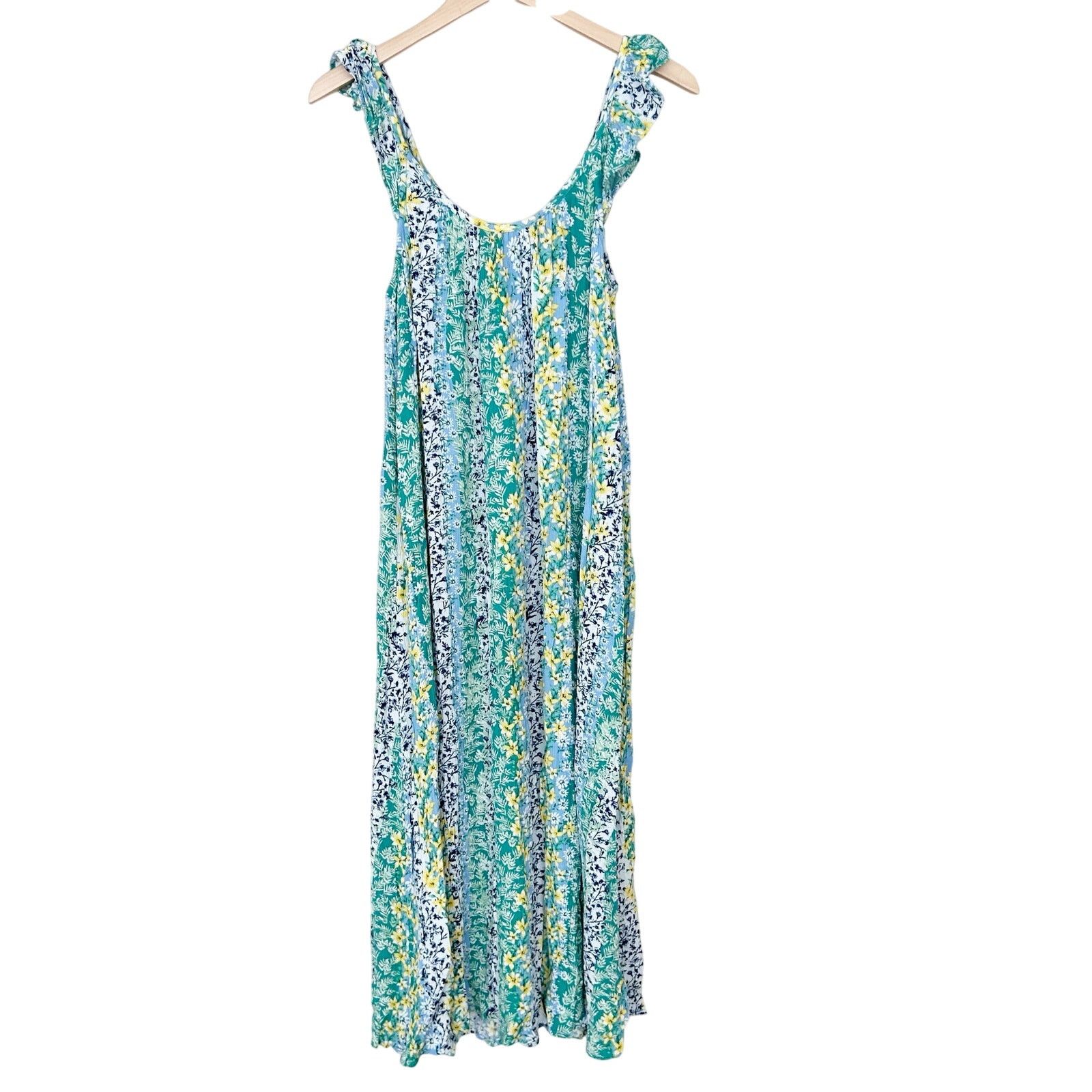 Loft Loft Green Yellow Floral Sleeveless Long Dress Sz S Size S / US 4 / IT 40 - 4 Thumbnail