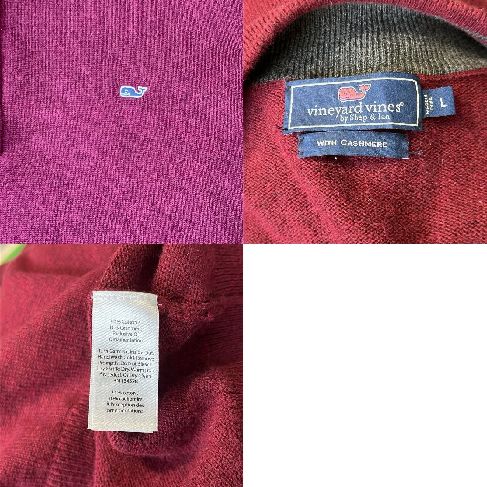 Vineyard Vines Vineyard Vines Sweater Mens L Red Zip Cashmere Blend Mock Neck Preppy Size US L / EU 52-54 / 3 - 8 Thumbnail