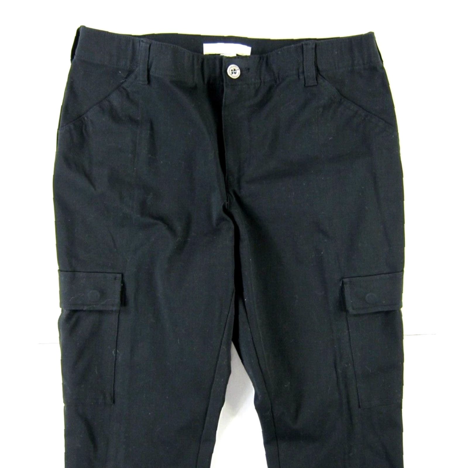 Vintage Chico's Black Cotton Stretch Pocket Cargo Capri Wide Leg Pant Woman XS Size 26" / US 2 / IT 38 - 5 Thumbnail