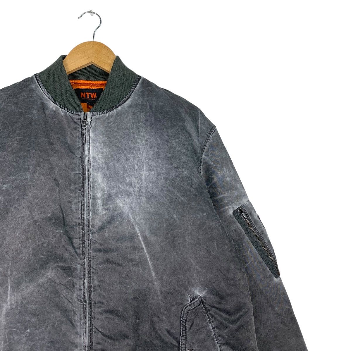 Japanese Brand NTW New Trend World Gray Washed Bomber Jacket #1084-C49 Size US L / EU 52-54 / 3 - 5 Thumbnail