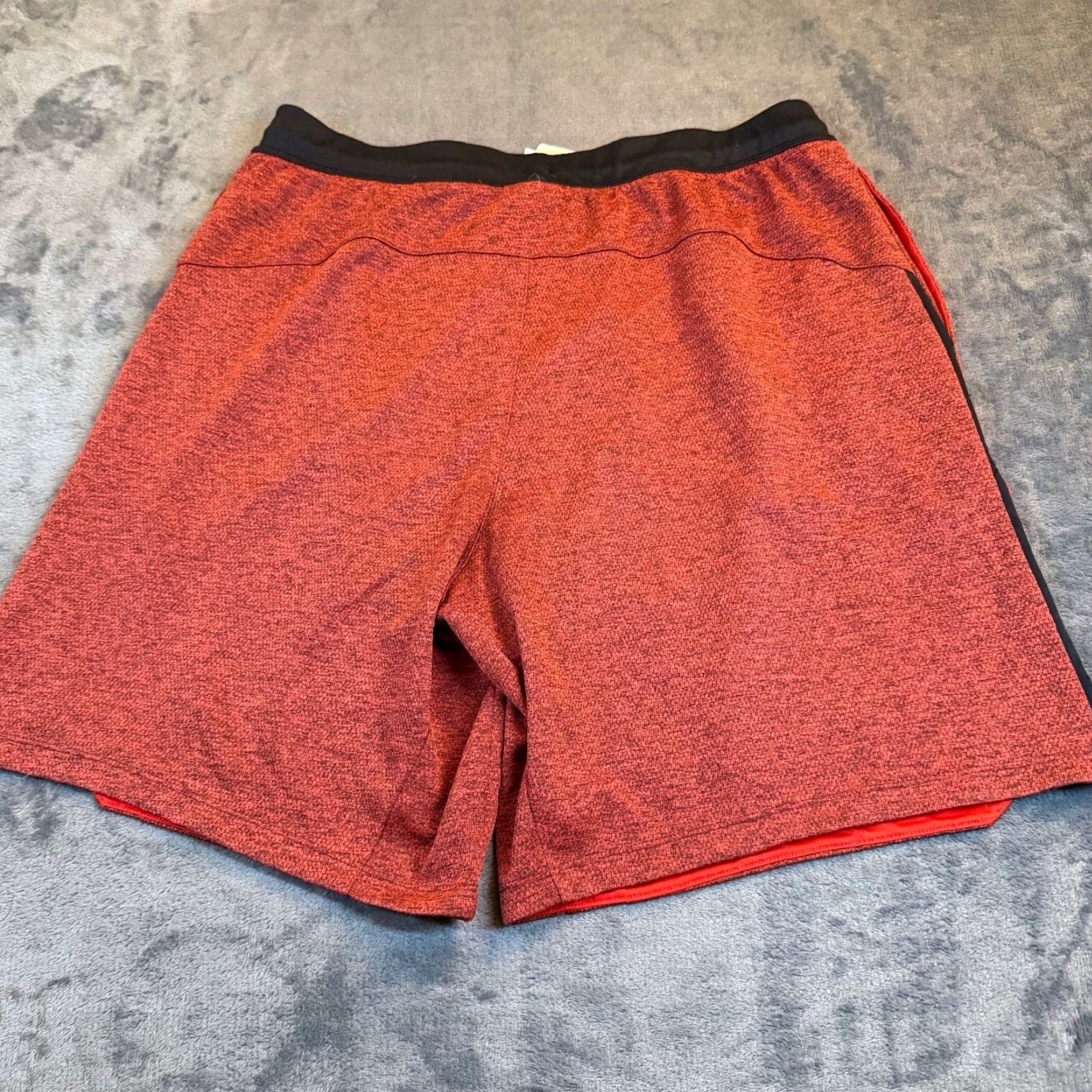 Adidas Adidas Athletic Shorts Mens Large Red Black Space Dye Heathered Gym Training Basketball Running Size US 33 - 3 Thumbnail