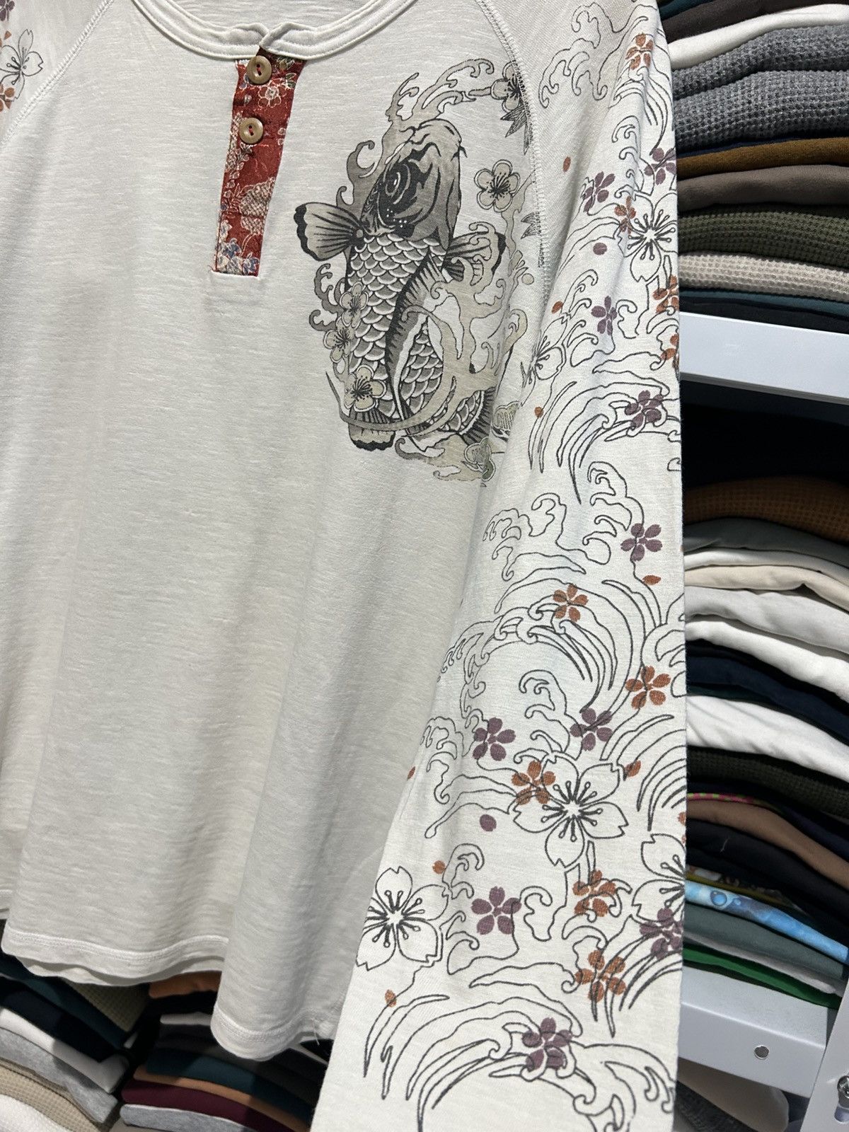 Japanese Brand Sukajan Koi Fish Japanese tradition double Layer longsleeve Size US XL / EU 56 / 4 - 4 Thumbnail