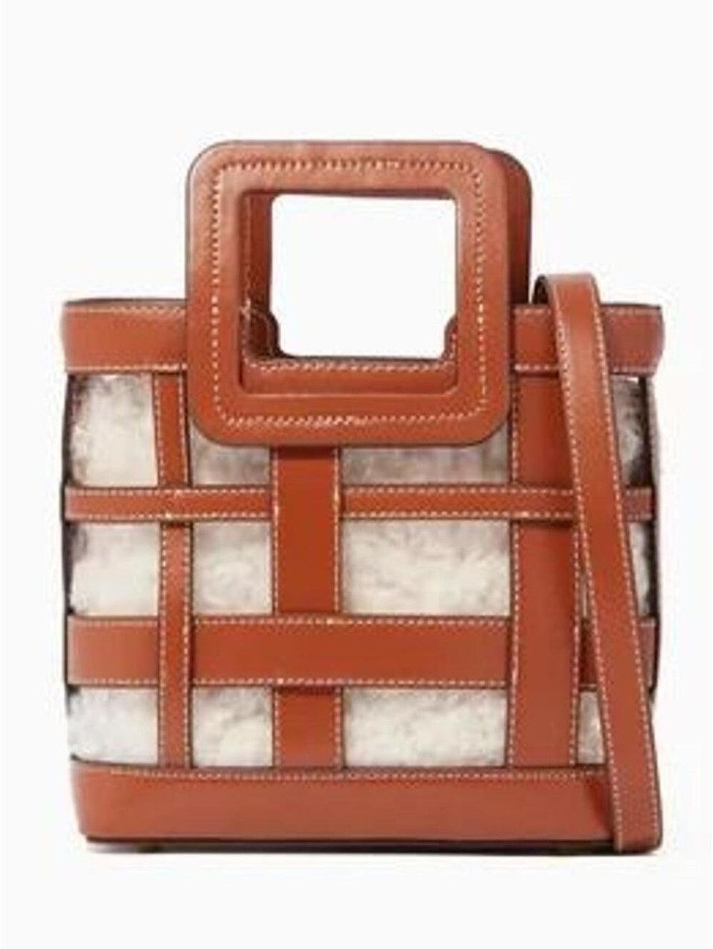 Staud STAUD Brown Mini Plaid Shirley Bag — Retail $500 Size ONE SIZE - 7 Thumbnail