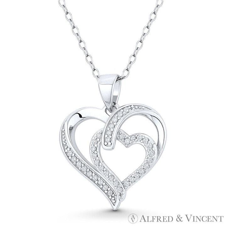 Other Double-Heart CZ Accent Pendant in .925 Sterling Silver Size ONE SIZE - 1 Preview