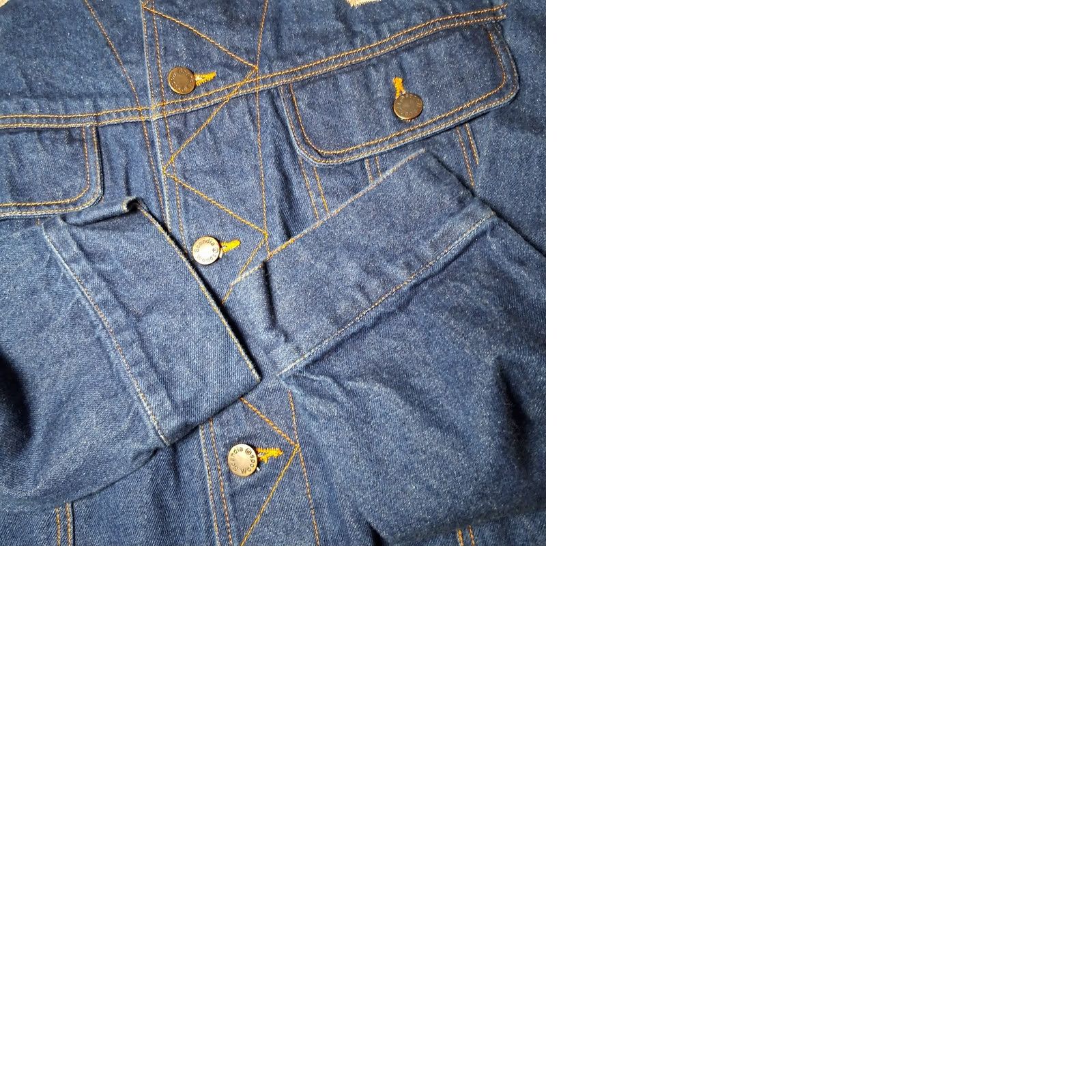 Vintage VINTAGE Scandia Woods Jean Jacket Men XL Western Wear Trucker Style Denim Blue Cowboy Ranch Upcycled Patchwork Pockets Collared Short Jacket Size US 36 / EU 52 - 12 Thumbnail