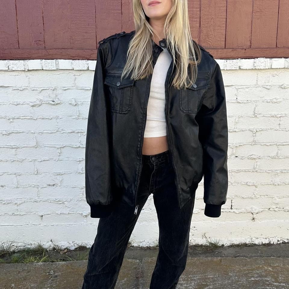 Structure Black Faux Leather and Sherpa Bomber Jacket Size US XXL / EU 58 / 5 - 4 Thumbnail