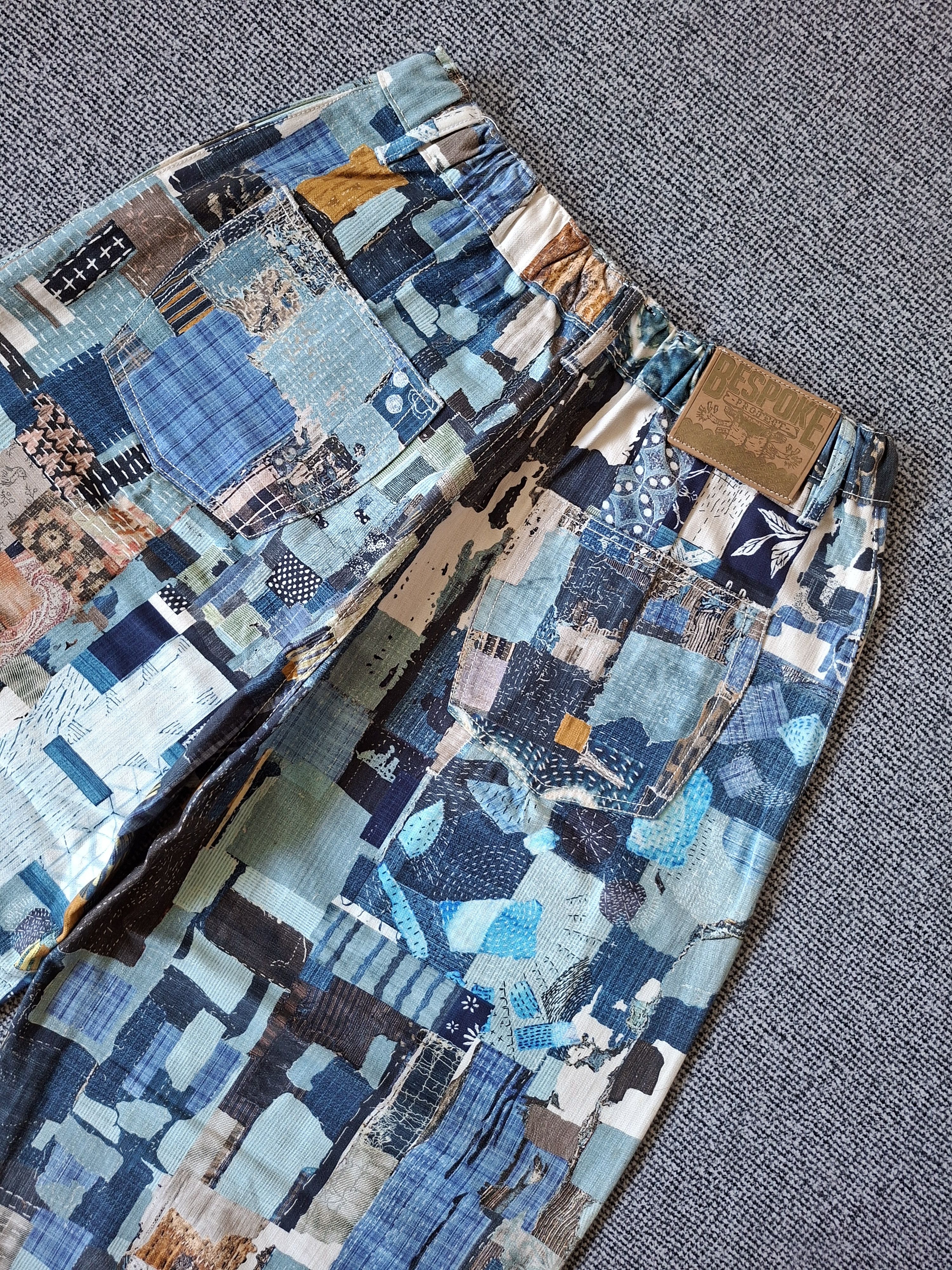 Blue Blue Japan 💥Kaito sashiko boro print japanese style nikkapokka pants Size US 32 / EU 48 - 9 Thumbnail