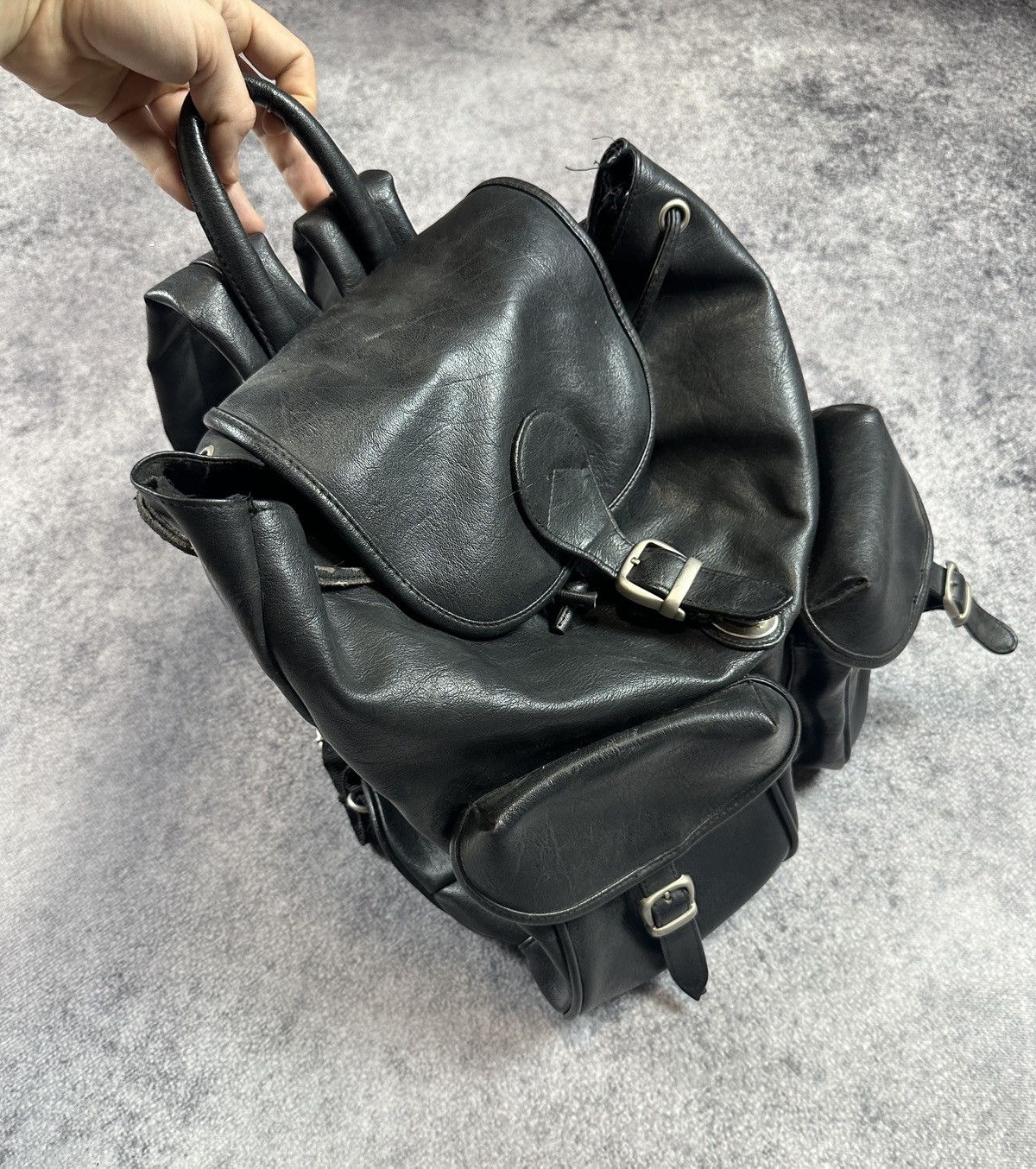 Leather Y2K Avant Garden Bag Black Lesther Streetwear opium alt Usa Size ONE SIZE - 6 Thumbnail