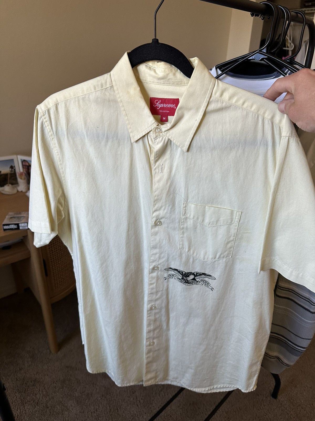 image of Antihero Button Up in Yellow, Men's (Size Medium)