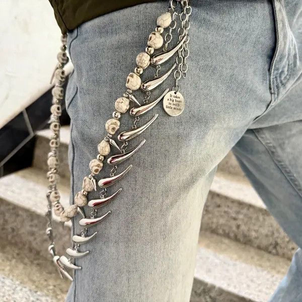 Jewelry Punk Spiked Double-Layer Chain – Gothic Skull Buck Tooth Size ONE SIZE - 7 Thumbnail