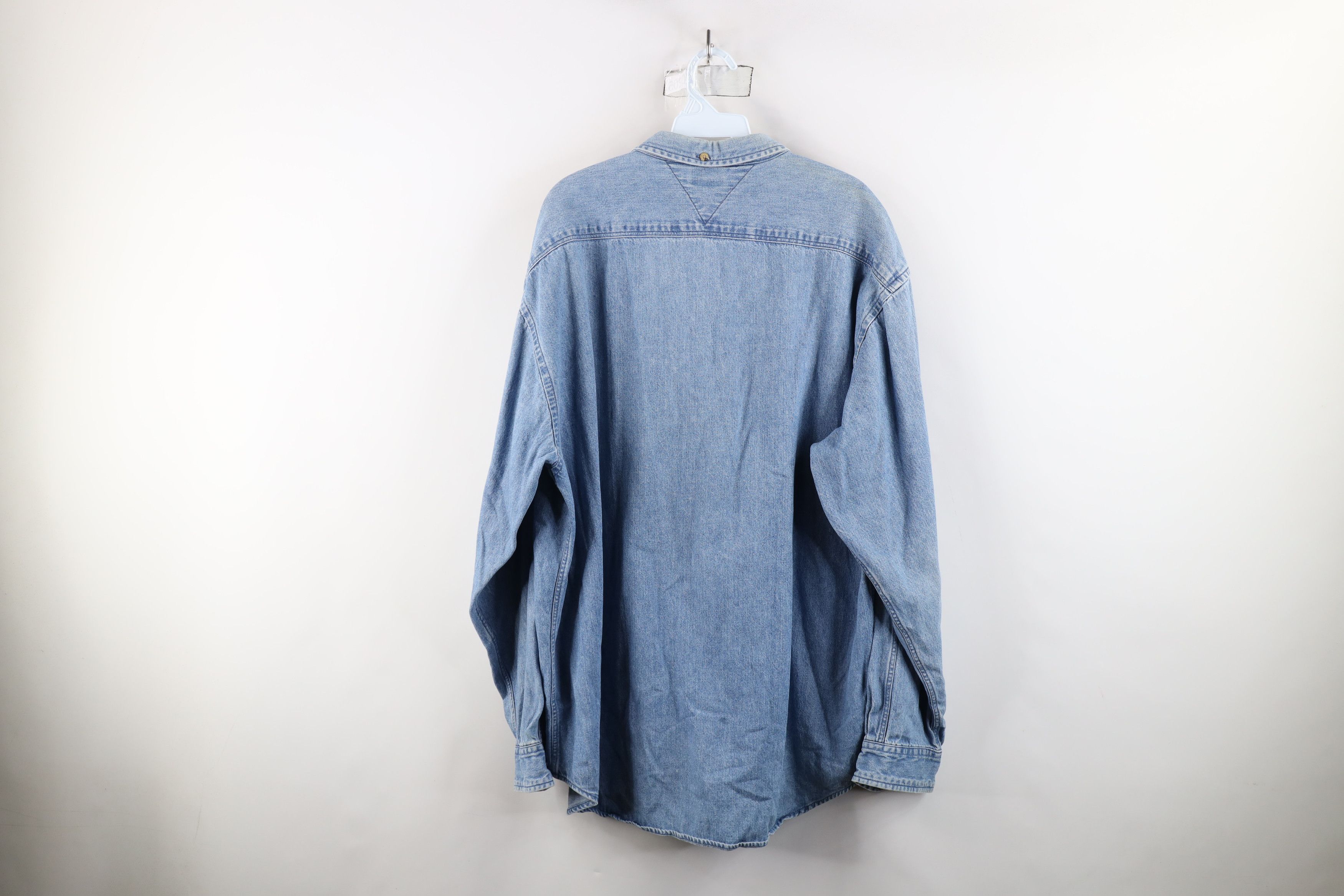 Tommy Hilfiger × Vintage Vintage 90s Tommy Hilfiger Board Denim Jean Button Shirt Size US XL / EU 56 / 4 - 12 Thumbnail