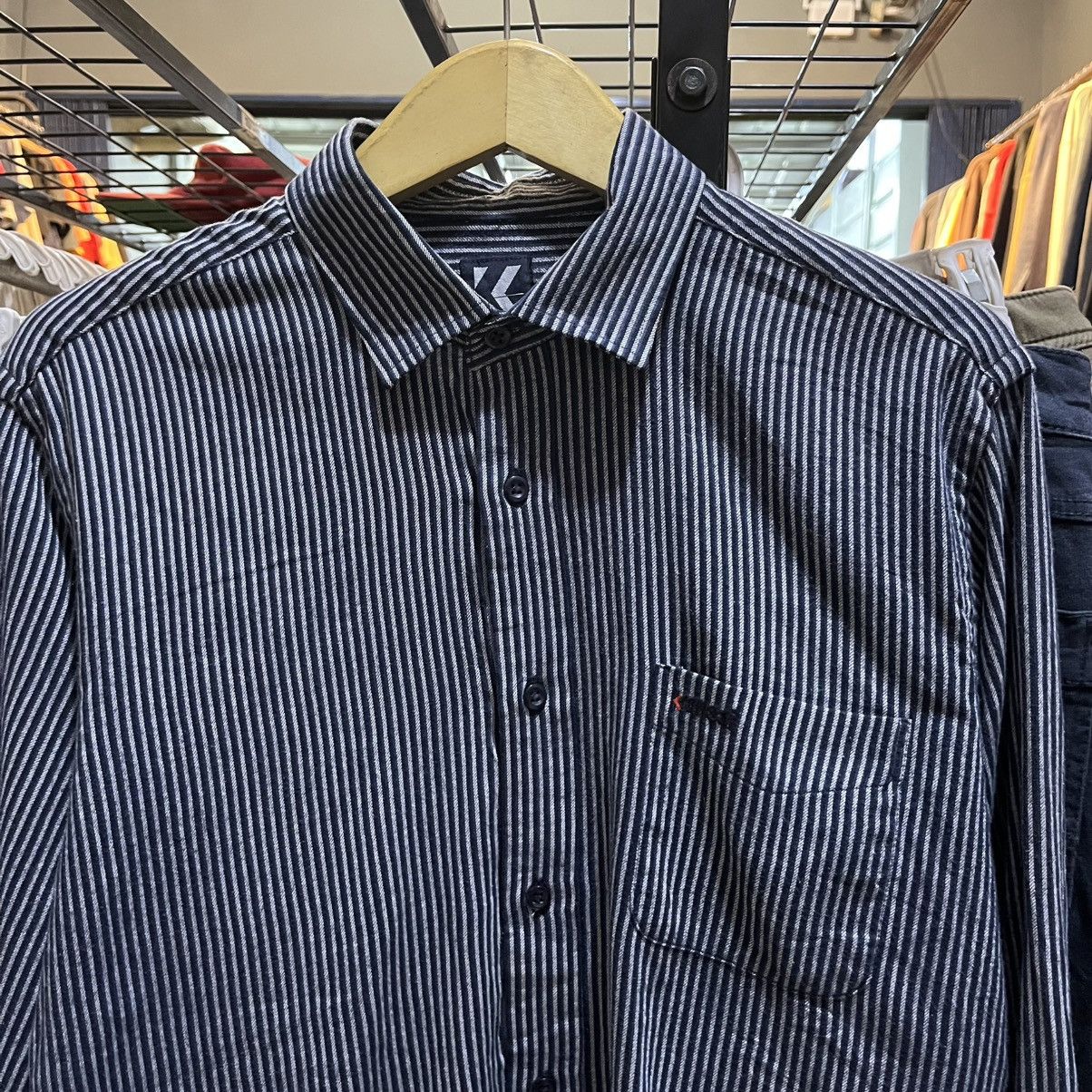 Kansai Yamamoto Vintage Kansai Yamamoto Striped Long sleeve button shirt Size US L / EU 52-54 / 3 - 2 Thumbnail