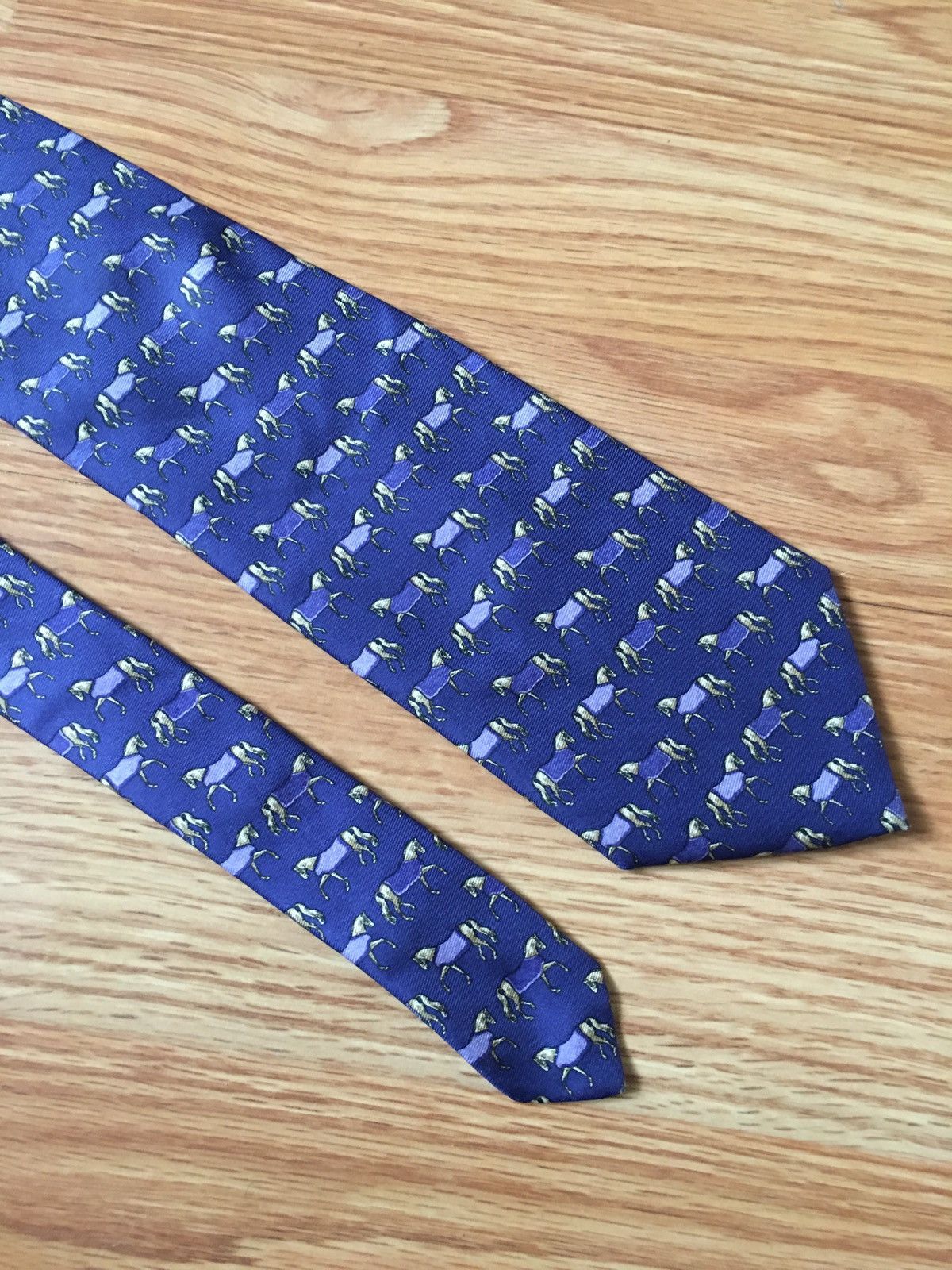 Brooks Brothers × Designer Brooks Brothers Designer Horses Print Blue Silk Mens Tie Size ONE SIZE - 2 Thumbnail