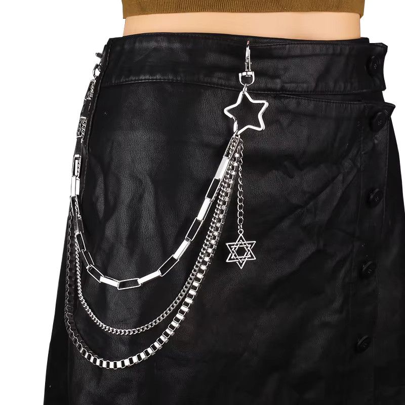 Jewelry Moon Star Skull Charm Belt Waist Chain Multi Layer Size ONE SIZE - 2 Thumbnail