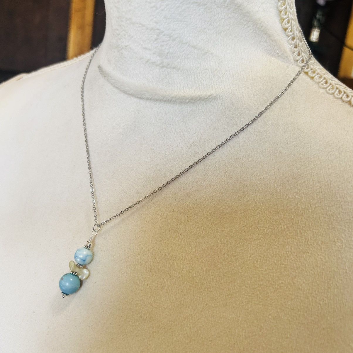 Handmade Handcrafted vintage bead drop pendant on chain necklace Size ONE SIZE - 4 Thumbnail