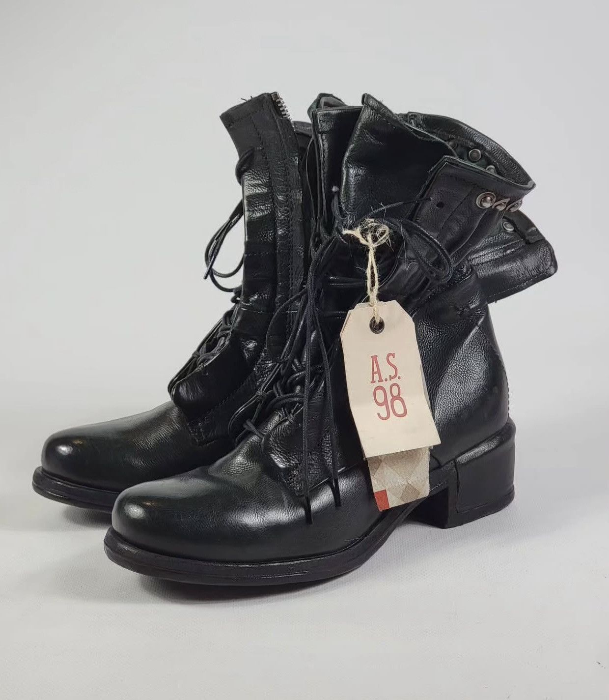 A.S.98 AS98 Leather lace-up Boots Shoes Women's Size 38 Dark Green Size US 7 / IT 37 - 1 Thumbnail
