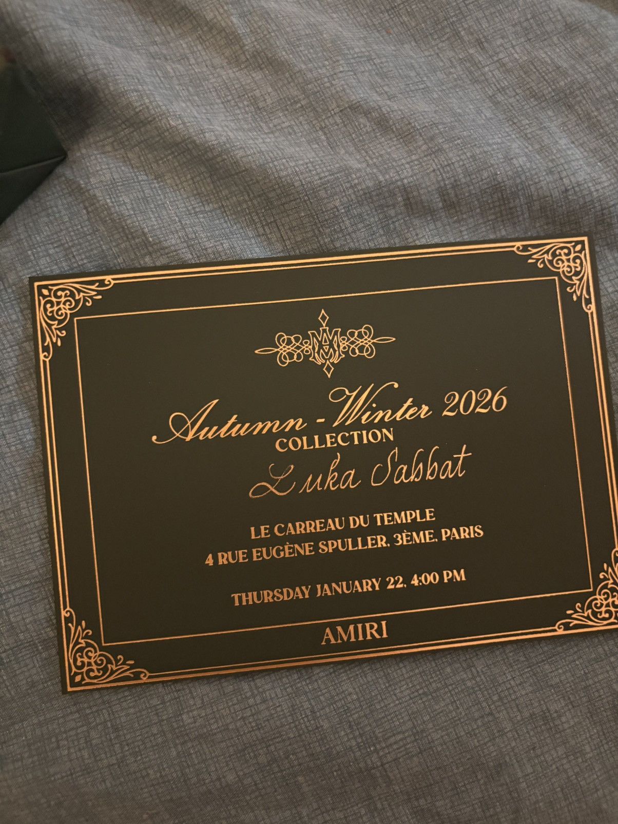Amiri AMIRI FW26 Fashion Show Luka Sabbat VIP Invitation Size ONE SIZE - 5 Thumbnail