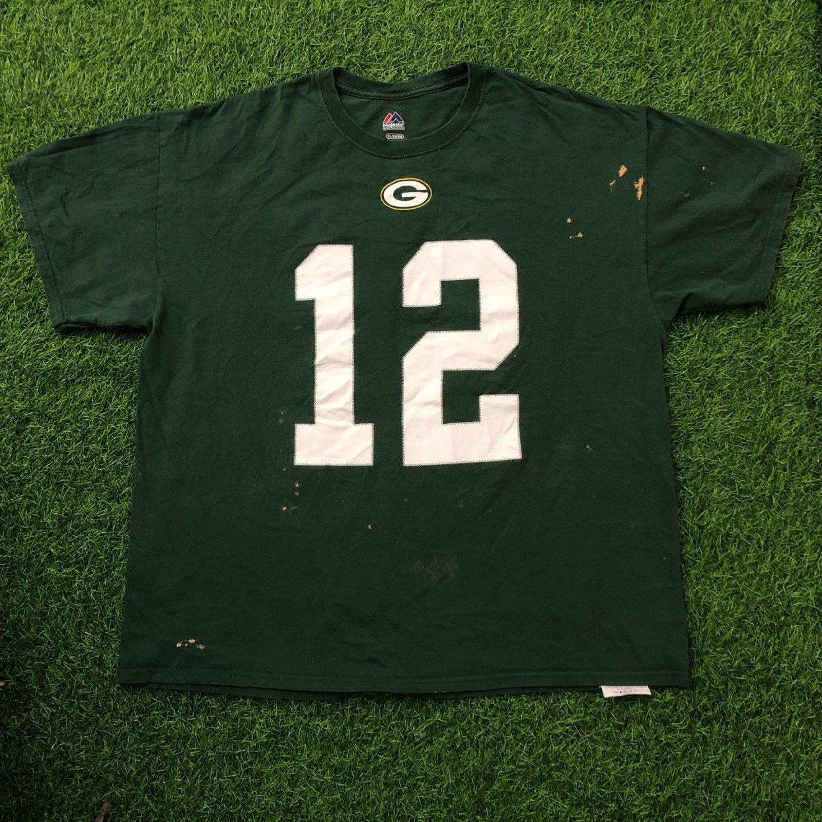 Majestic Retro Green Bay Packers Aaron Rodgers Graphic Number Tee Size US XL / EU 56 / 4 - 1 Thumbnail