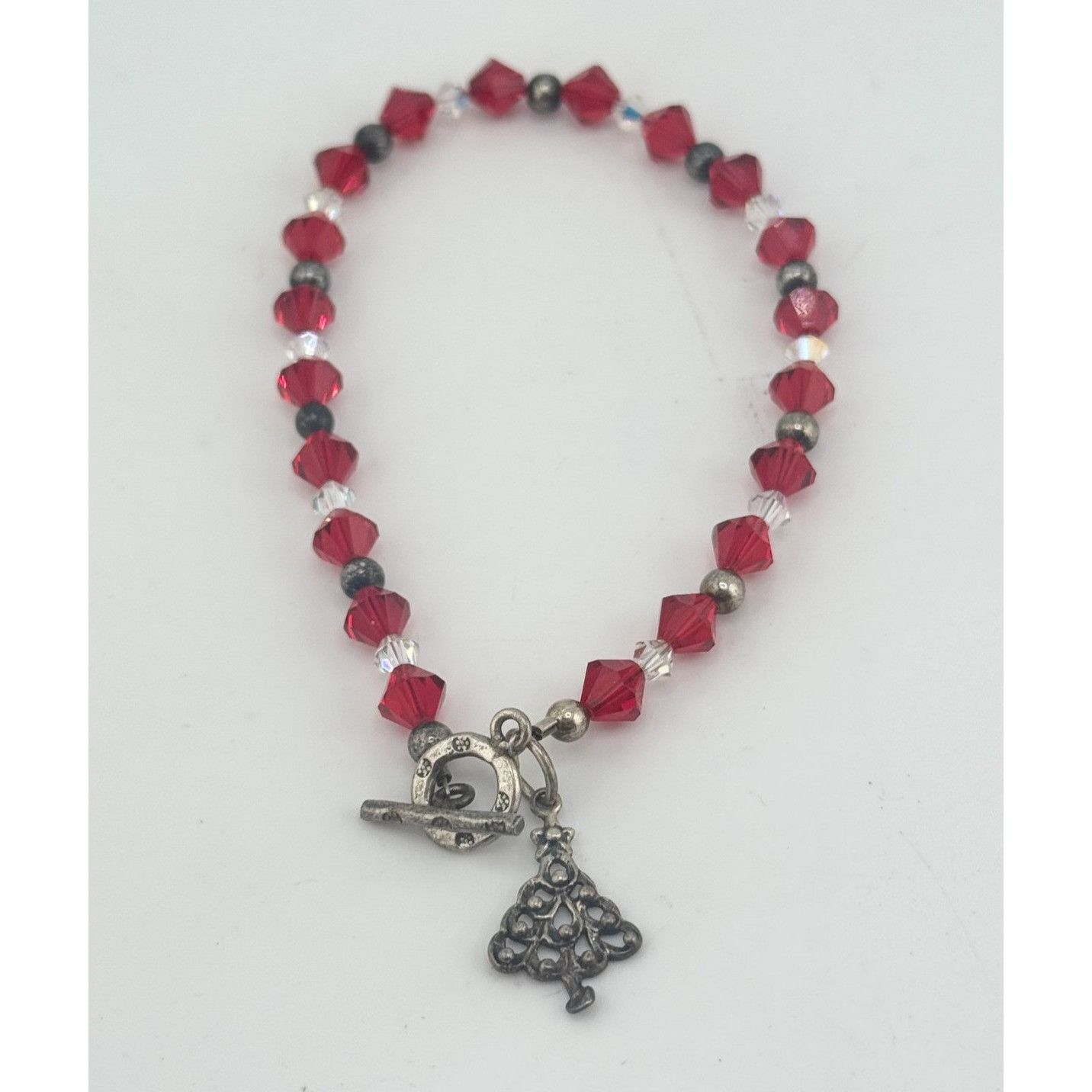 Vintage Vintage red crystal sterling silver Christmas tree charm bra Size ONE SIZE - 1 Thumbnail
