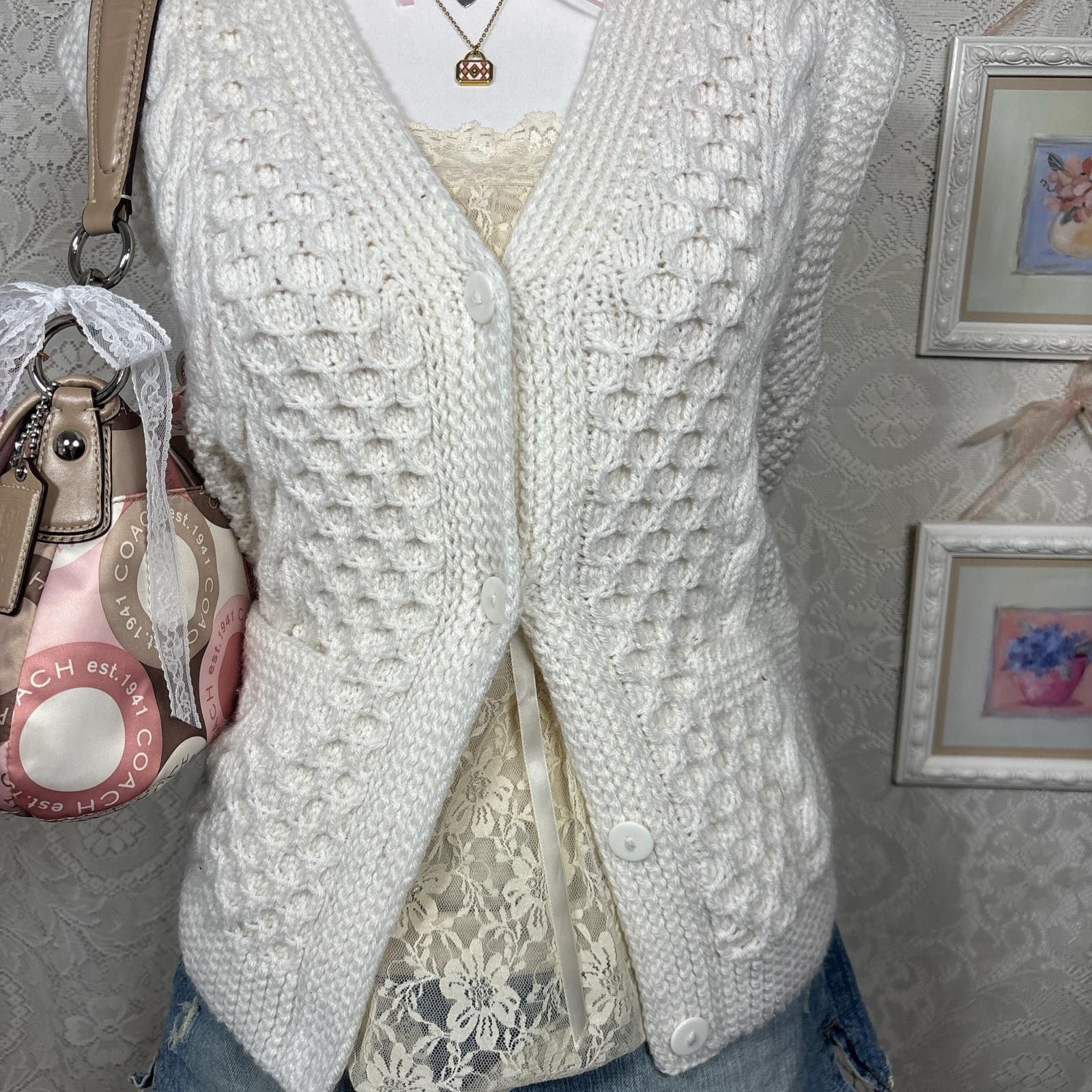 Other vintage knit sweater vest cottage core Size M / US 6-8 / IT 42-44 - 2 Thumbnail