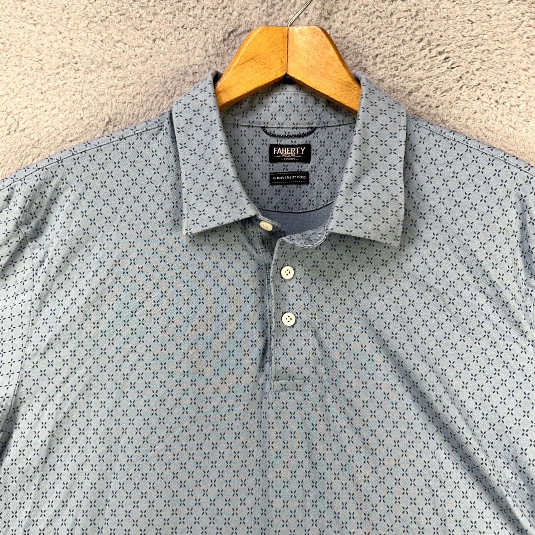 Faherty Faherty Reserve The Movement Polo Shirt Mens XXL Blue Geometric Print Size US XXL / EU 58 / 5 - 2 Thumbnail