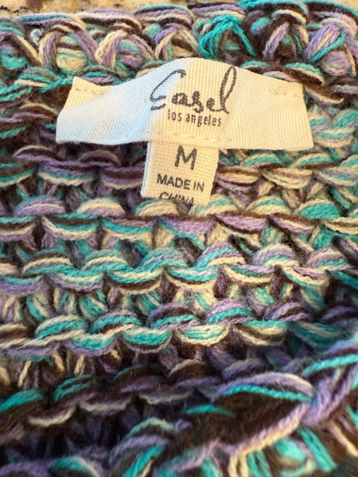 Eastland Easel chunky boho knit sweater lagenlook teal purple SZ M Size M / US 6-8 / IT 42-44 - 5 Thumbnail