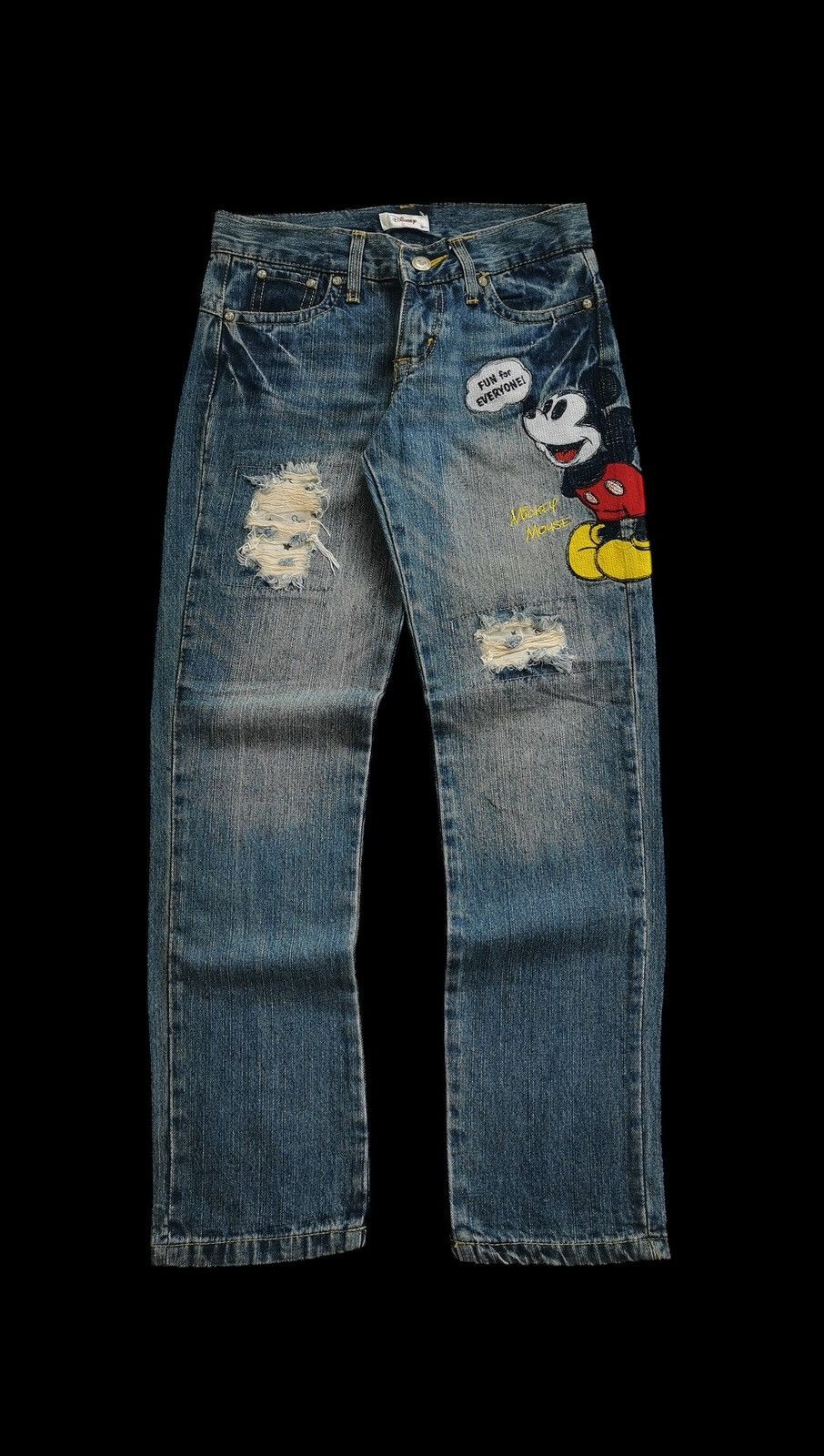 Mickey Mouse Disney Mickey Mouse Ripped Denim Pants Size US 29 - 1 Thumbnail