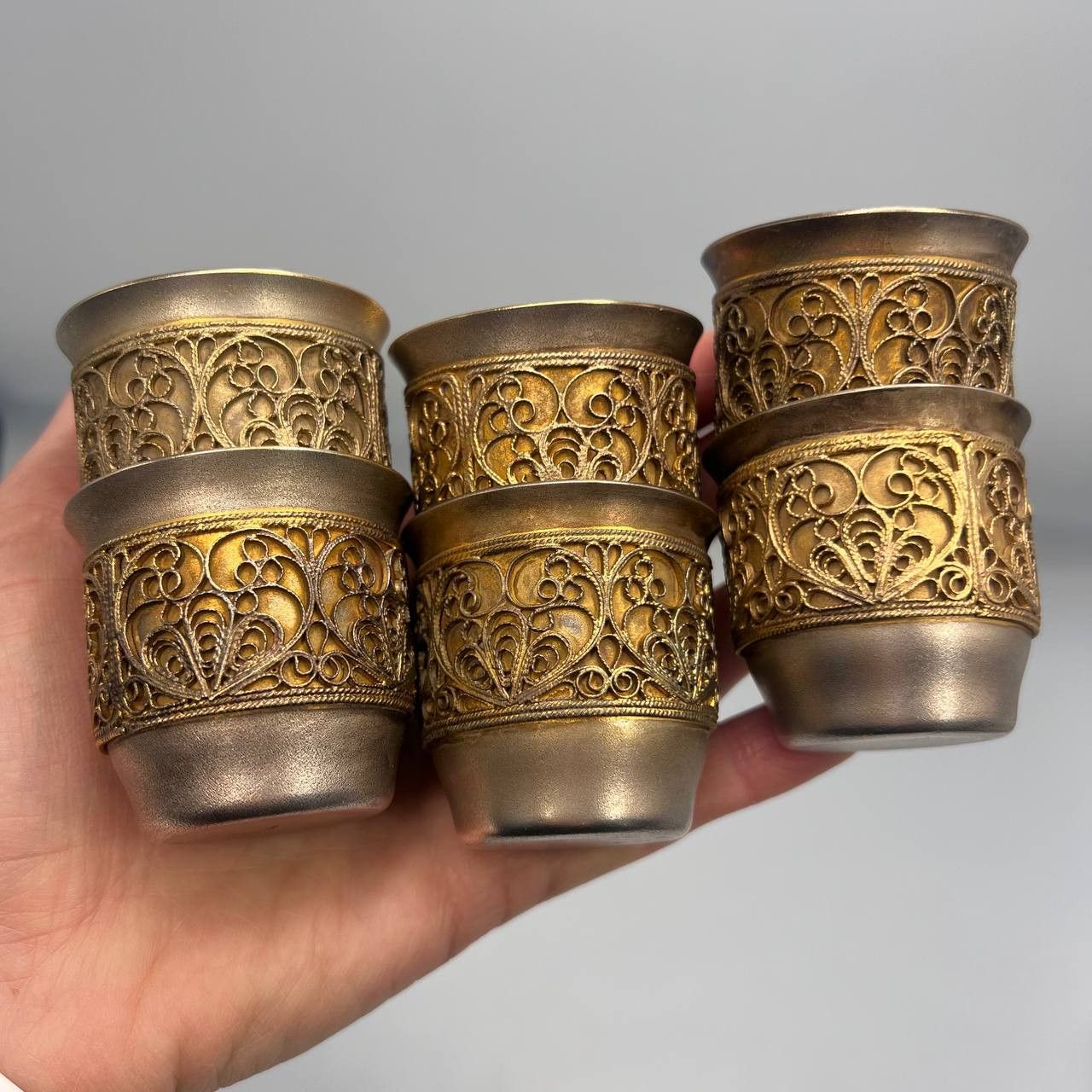 Vintage Vintage USSR Filigree Gilded Nickel Silver Shot Glasses Size ONE SIZE - 6 Thumbnail