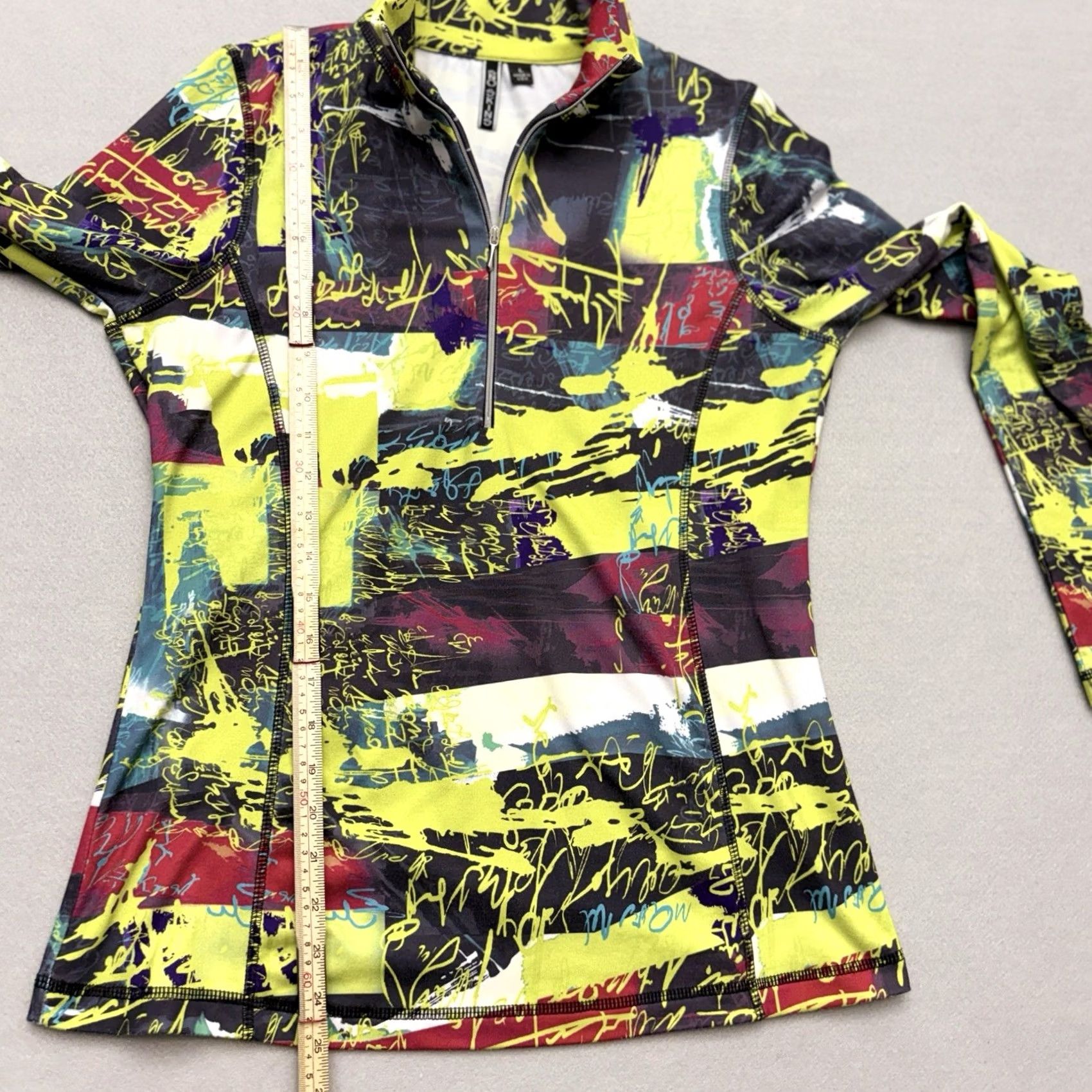 Vintage SNO SKINS Pullover 1/4 Zip Top Graffiti Print Yellow Black Red Women's Size L Shirt Adult Womens Size L / US 10 / IT 46 - 8 Thumbnail