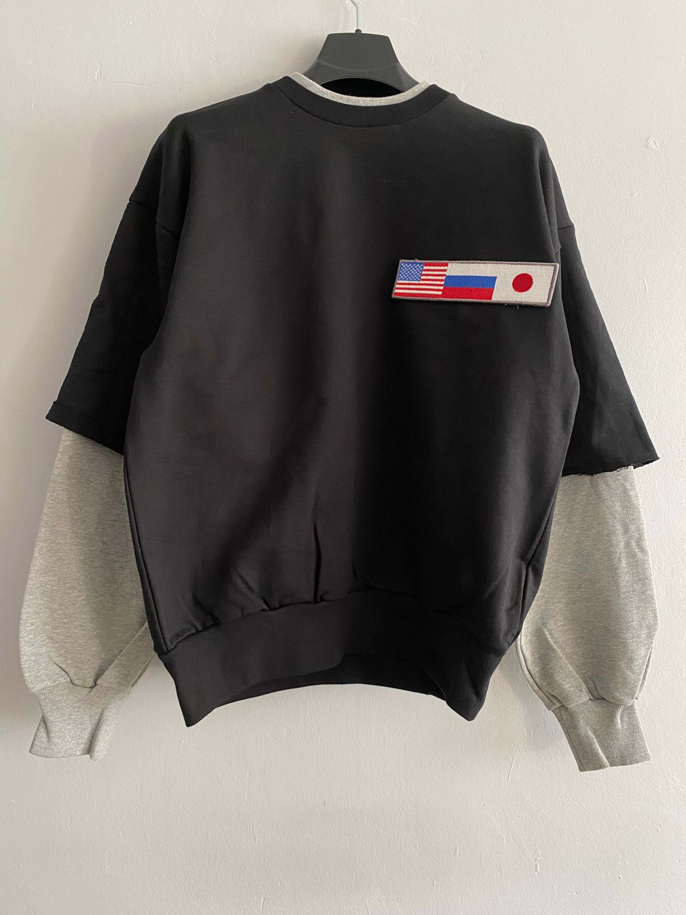 Gosha Rubchinskiy Gosha Rubchinskiy Double Sleeve Flag Patch Black Sweatshirt Size US S / EU 44-46 / 1 - 3 Thumbnail