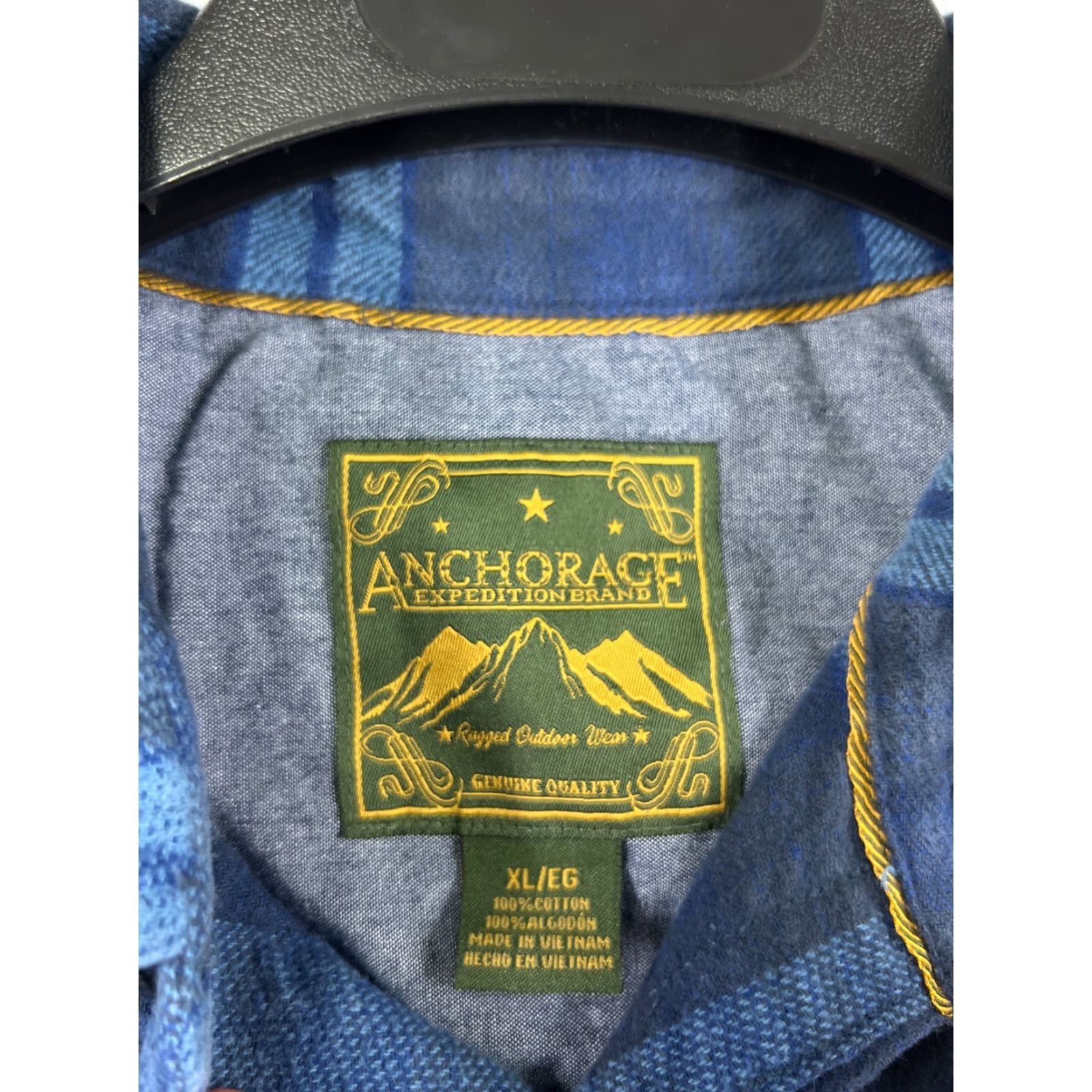 Vintage Anchorage Expedition Shirt Mens Plaid Flannel Button-Up Blue Cotton XL Vintage Size US XL / EU 56 / 4 - 3 Thumbnail