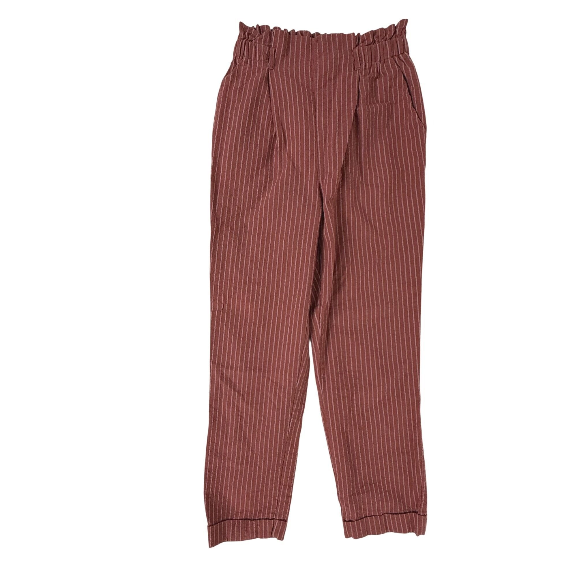 Other Sienna Sky Women's Rust Colored Striped Paper Bag Pants Wome Size 22" - 1 Thumbnail