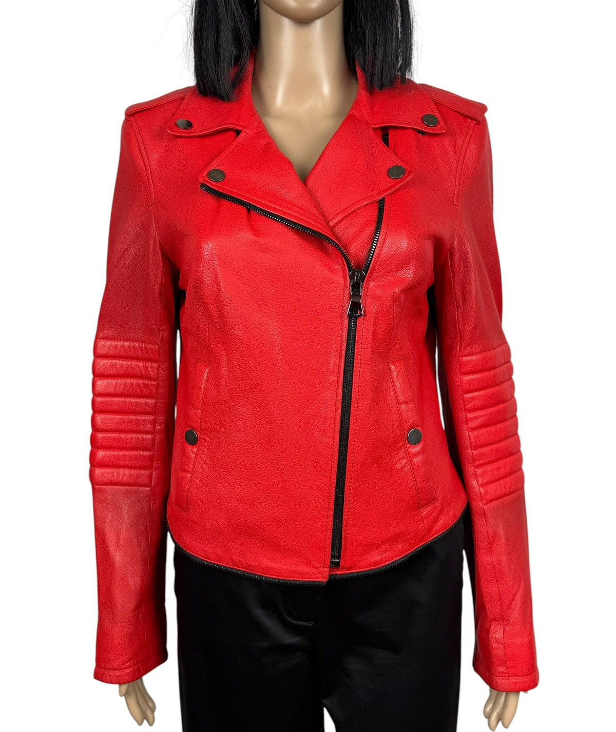 Designer Punto Genuine Leather Biker Jacket Italy size US10 IT46 Size L / US 10 / IT 46 - 2 Thumbnail