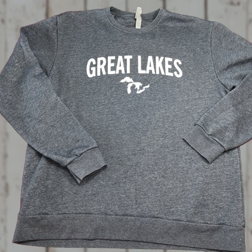 Next Level VINTAGE Michigan Great Lakes Blue Sweatshirt Long Sleeve Crew Mackite Grand Haven MI USA XL Unisex USA Theme Graphic Print Sweatshirt Size US XL / EU 56 / 4 - 1 Thumbnail