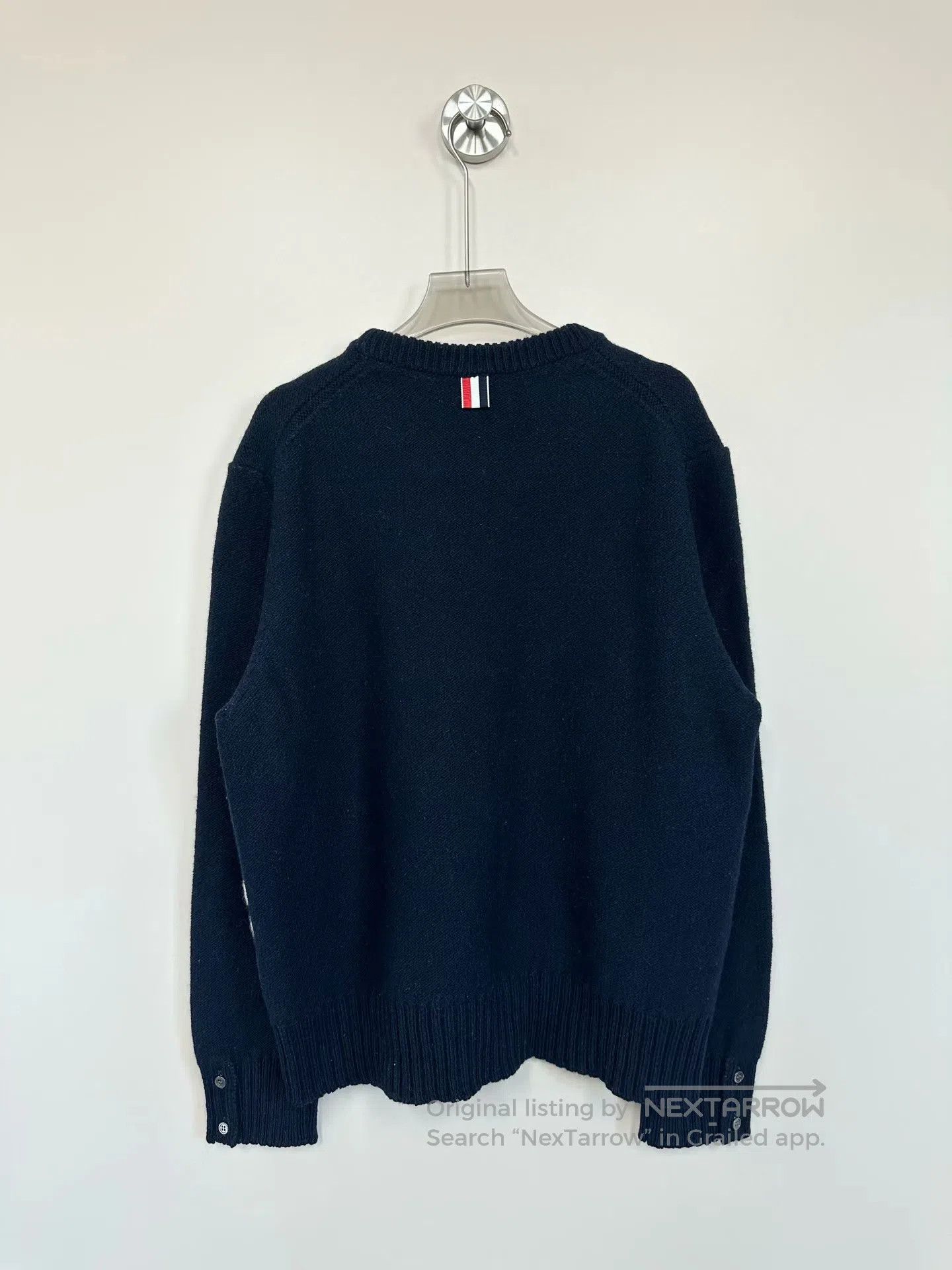 Thom Browne Thom Browne Dark blue classic four-stripe mohair knit swea Size US XL / EU 56 / 4 - 2 Thumbnail