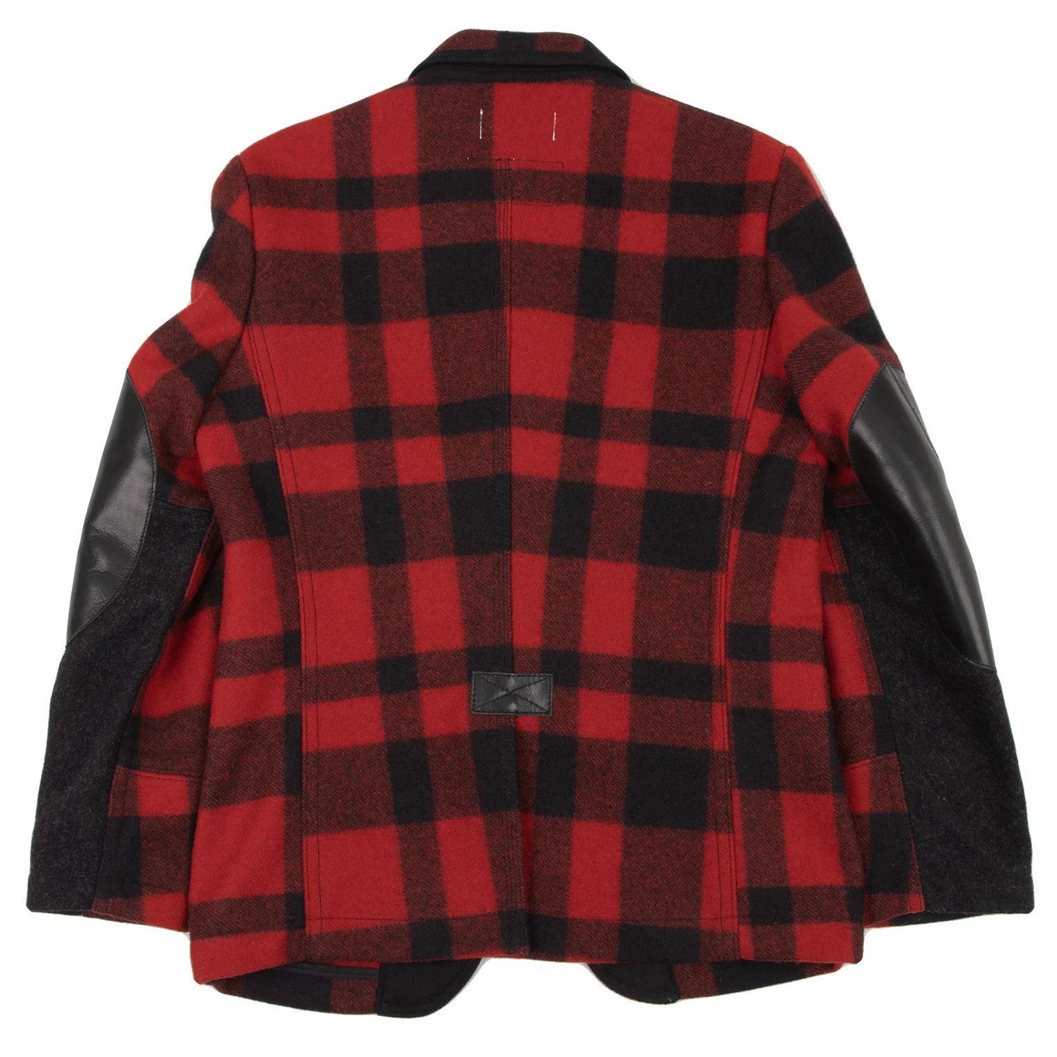 Junya Watanabe Checkered Leather Elbow Patch Jacket Red and Black Size US M / EU 48-50 / 2 - 12 Thumbnail