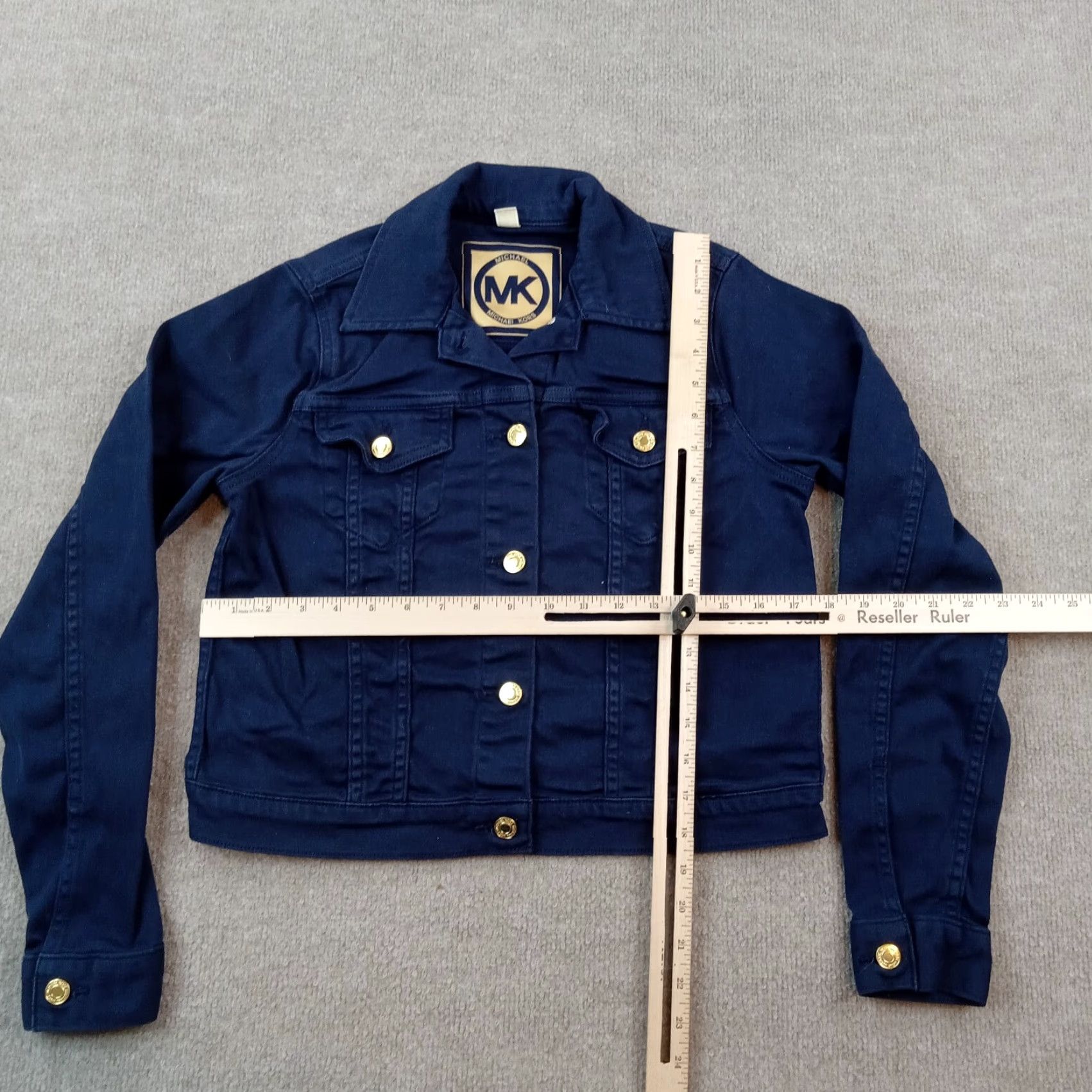 Michael Kors Michael Kors Women's Small Blue Casual Button Front Cropped Stretch Jacket Size S / US 4 / IT 40 - 2 Thumbnail