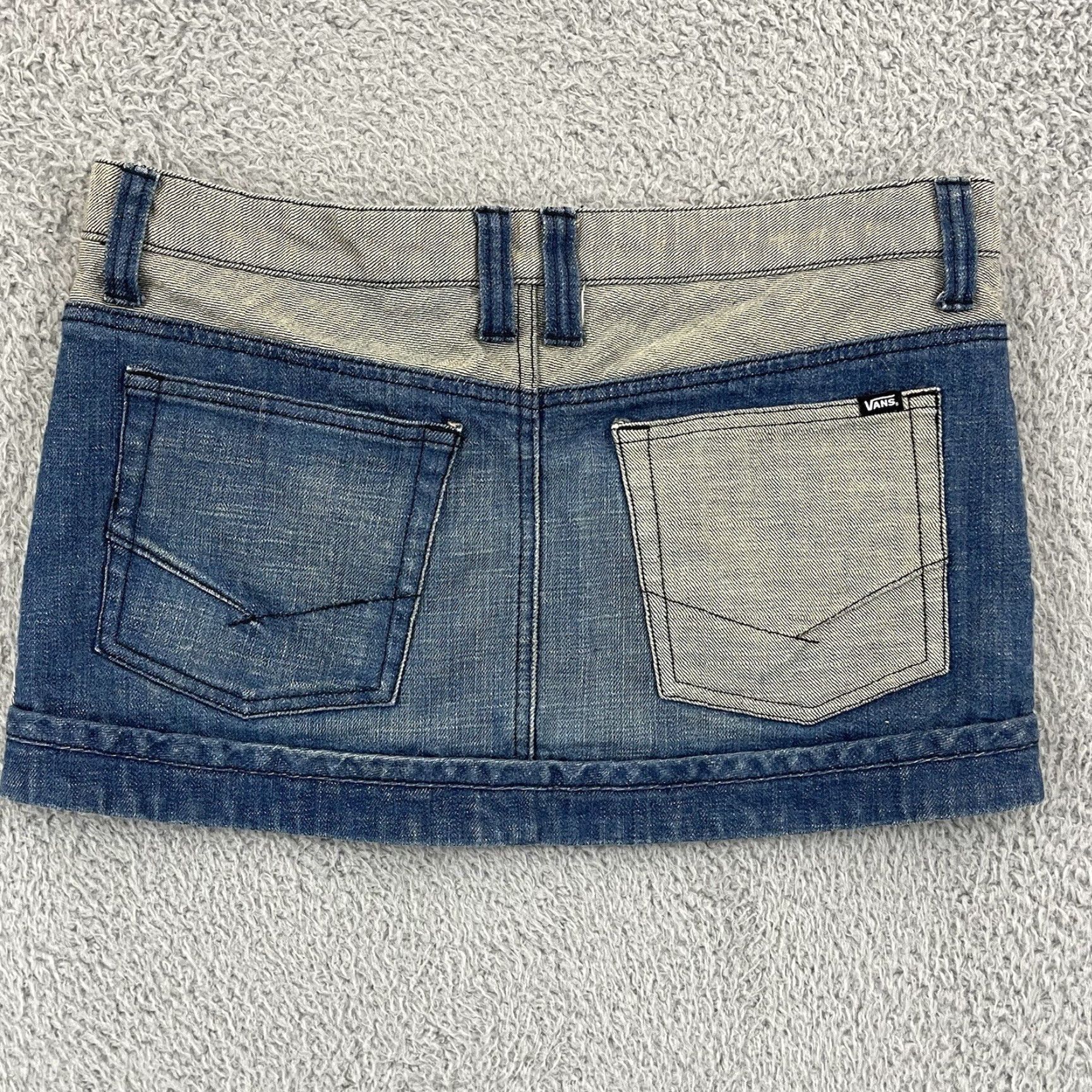 Vans Vans Denim Skirt Womens 7 Colorblock Patched Skate Stretch Mini Button Pocket Size 28" / US 6 / IT 42 - 6 Thumbnail