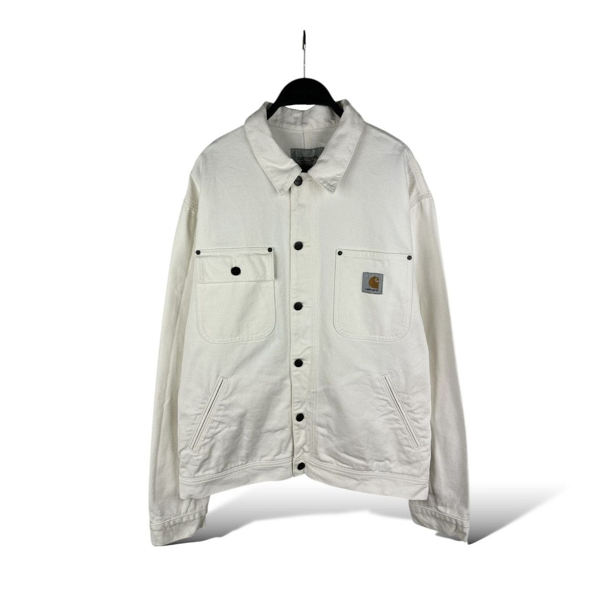 Carhartt Wip Carhartt WIP Saledo White Chore Jacket Canvas Button Front Size US XL / EU 56 / 4 - 1 Thumbnail