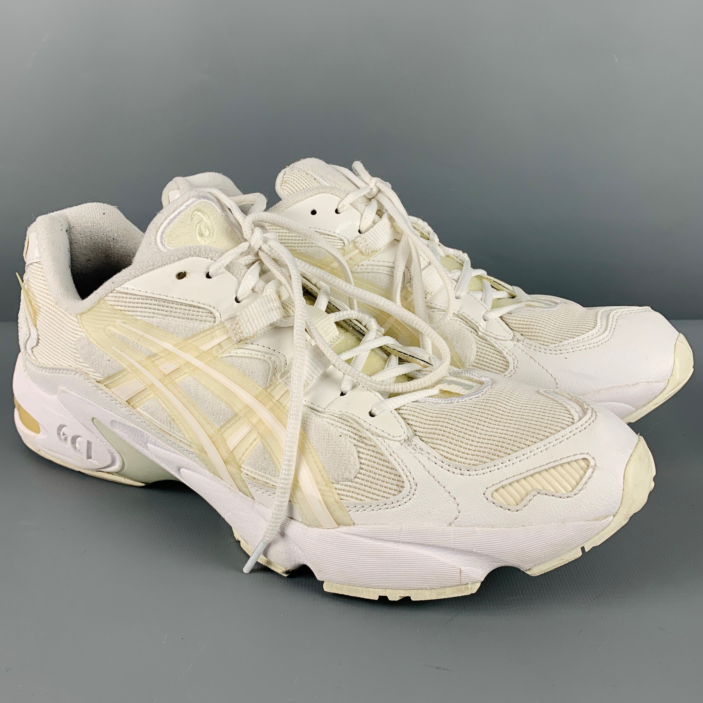 image of Gmbh White Nylon Lace Up Sneakers, Men's (Size 12)