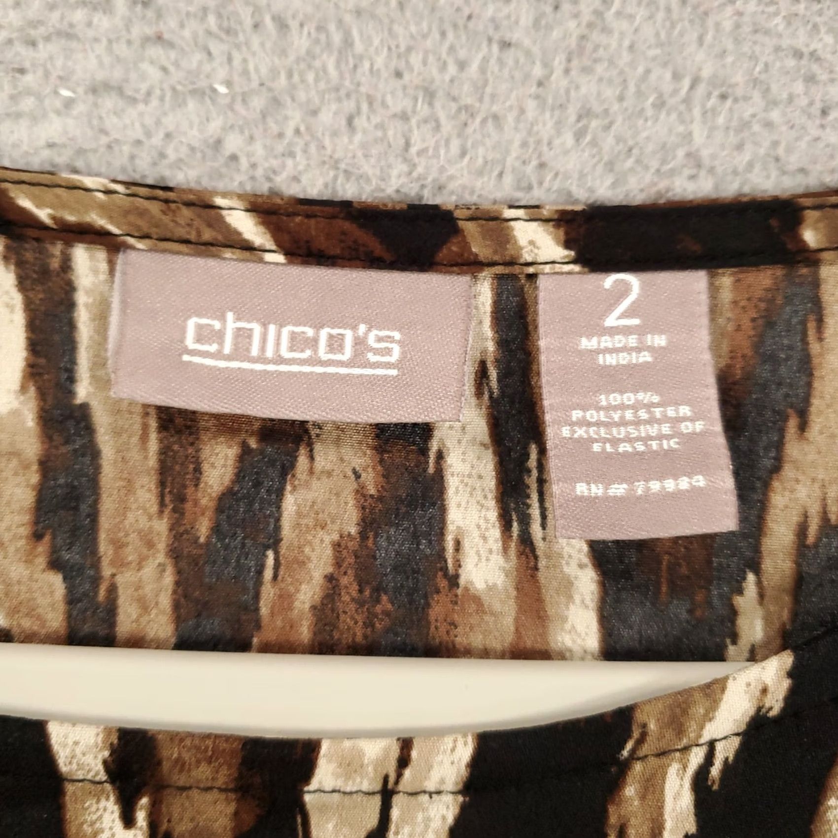Vintage Chicos Womens Large Brown Black Abstract Artsy Geometric Elastic Waist Top Size L / US 10 / IT 46 - 5 Thumbnail