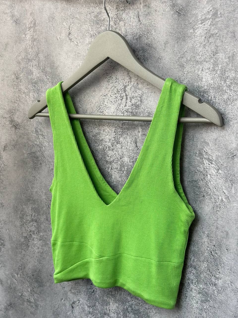ME+EM Me+Em Green Ribbed Crop Top Made in Portugal Size M / US 6-8 / IT 42-44 - 1 Thumbnail