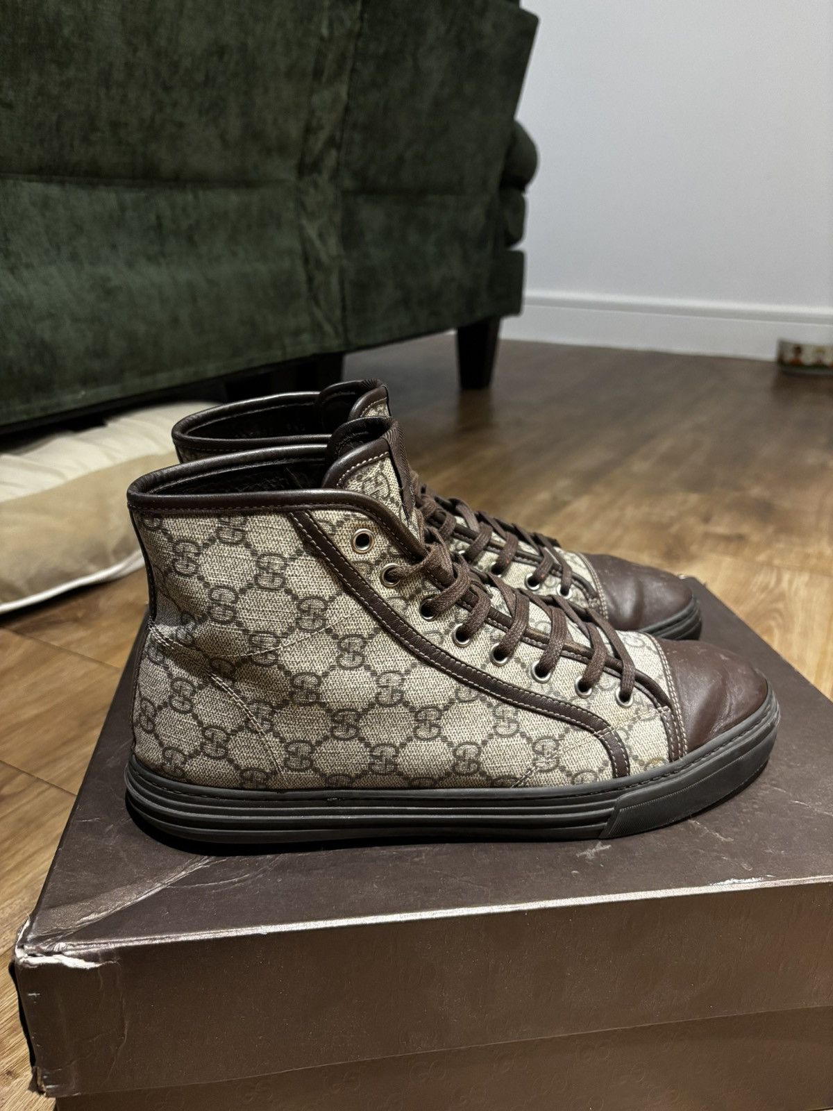 Gucci Gucci Brown Monogram GG High Top Sneaker Size US 9.5 / EU 42-43 - 3 Thumbnail